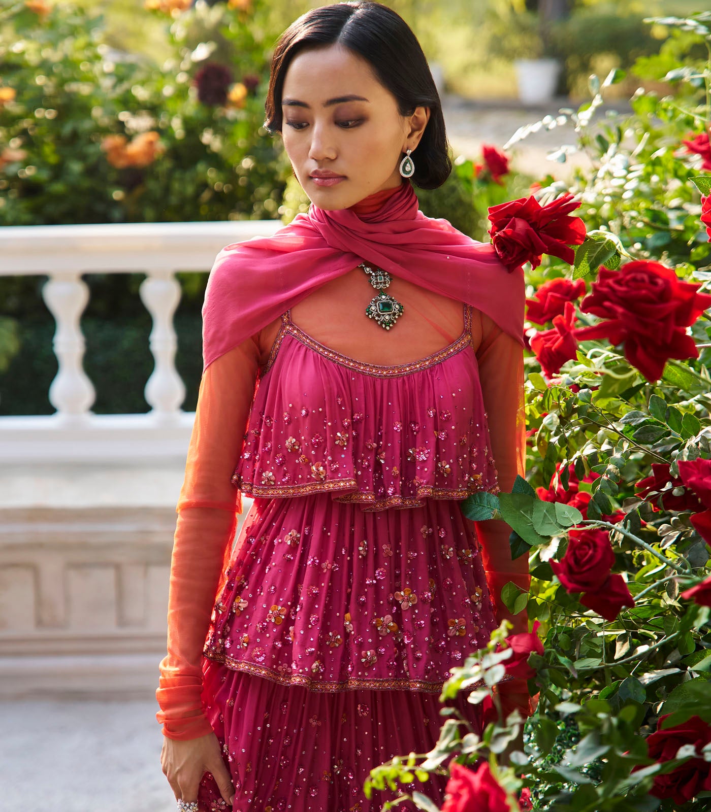 Tiered Kurta And Sharara Set