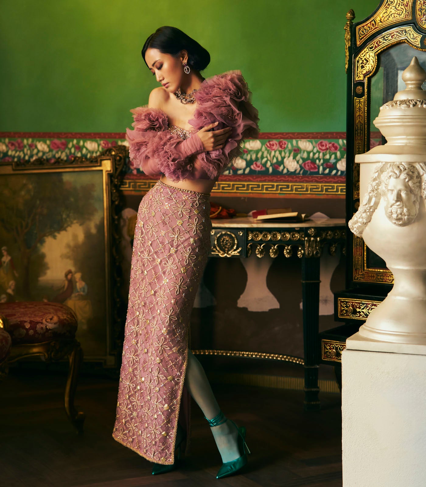 Sheer Corset Skirt Set