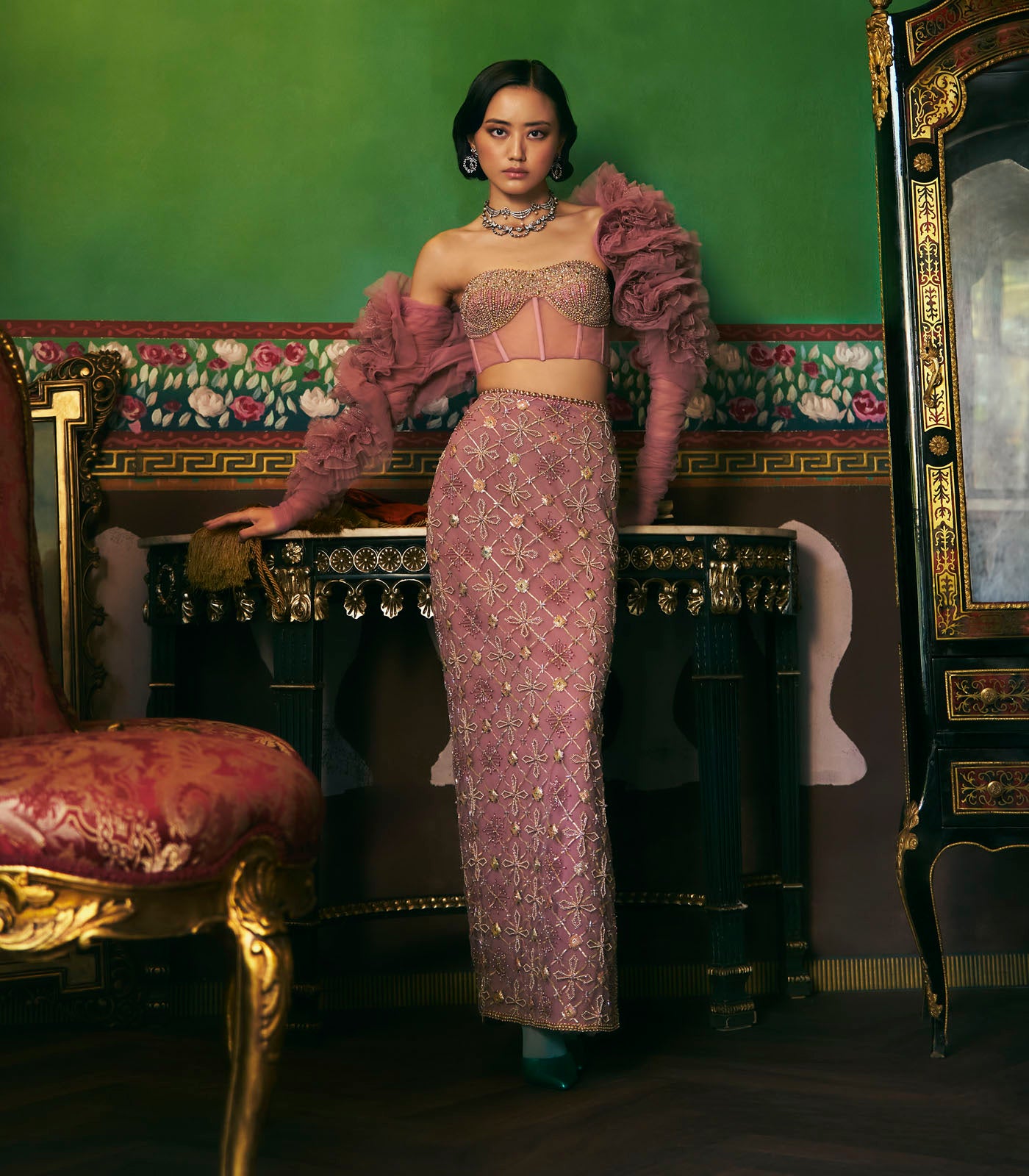 Sheer Corset Skirt Set