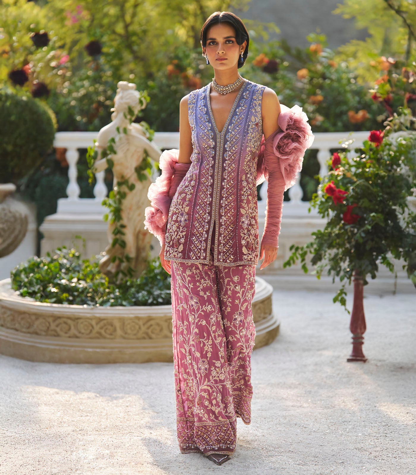 Ombre Embellished Kurta Set