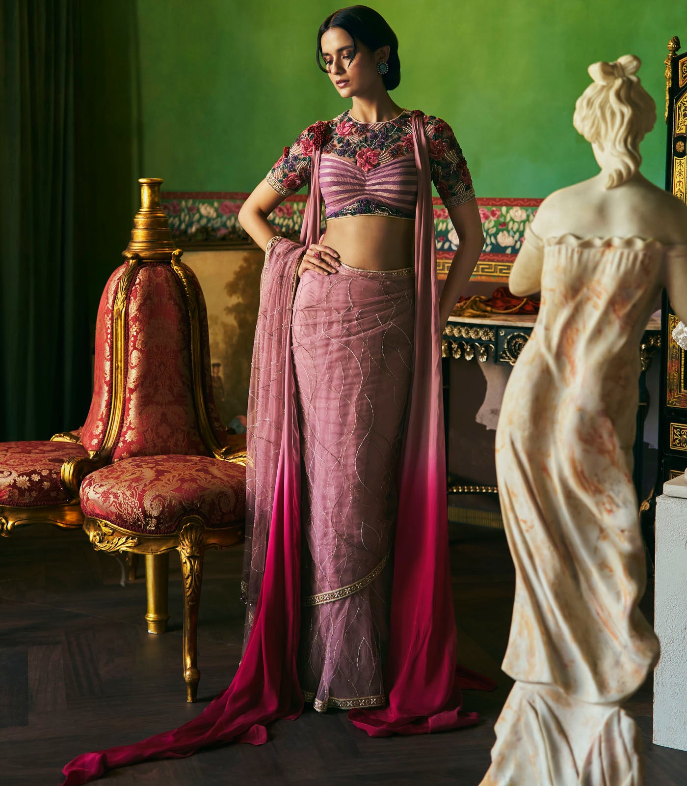 Sheer Embellished Tulle Saree