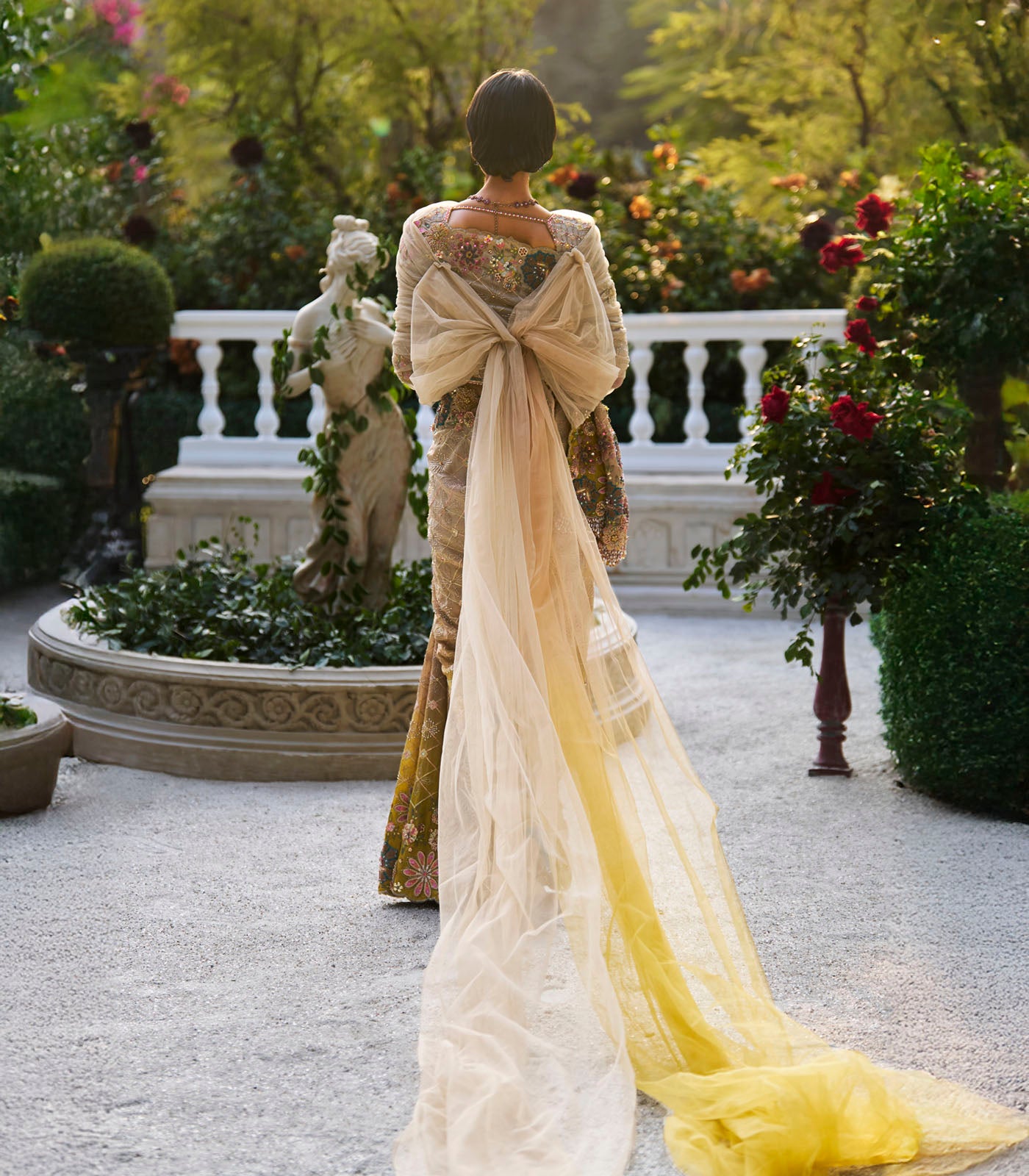 Geometric Grid Ombre Saree