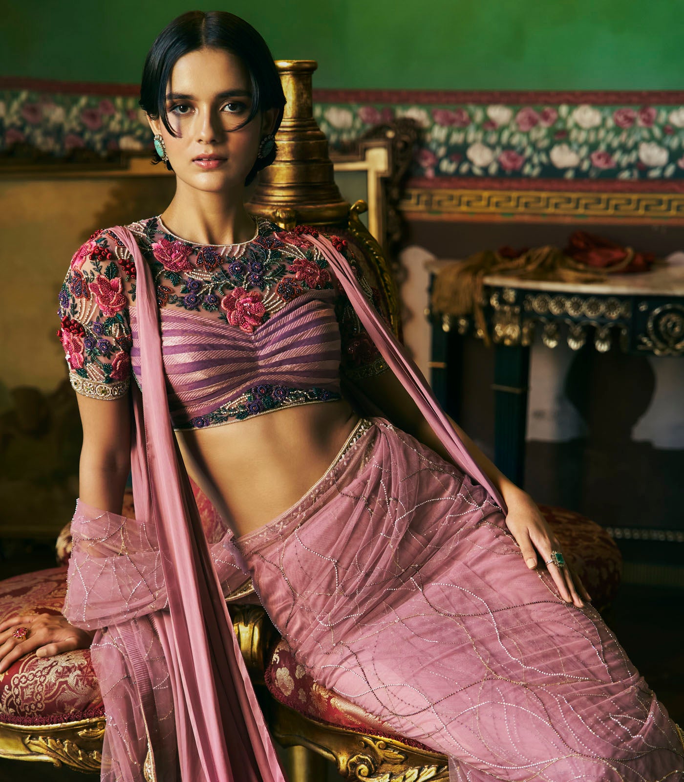 Sheer Embellished Tulle Saree