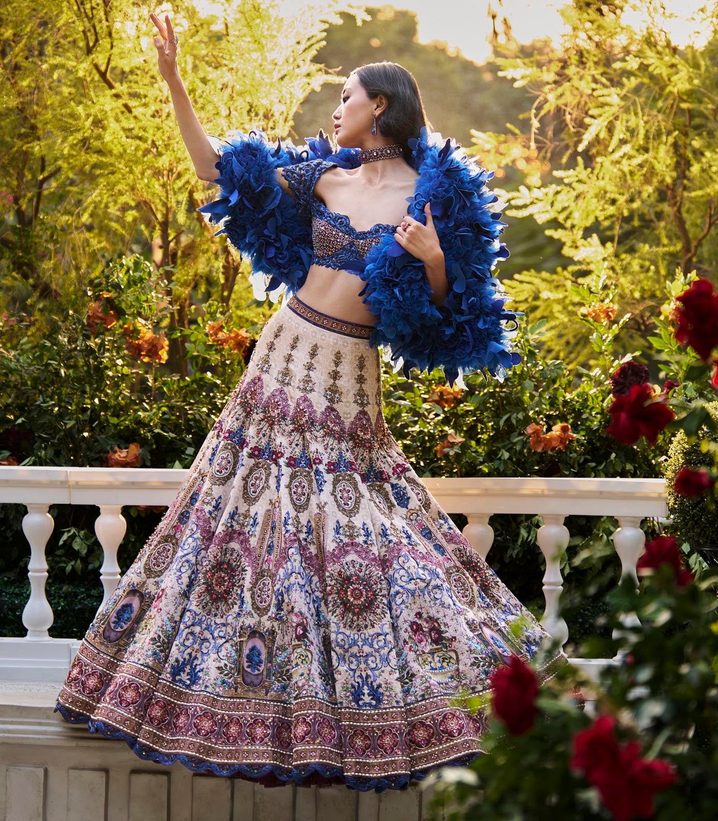 Multicolor Embellished Lehenga Set