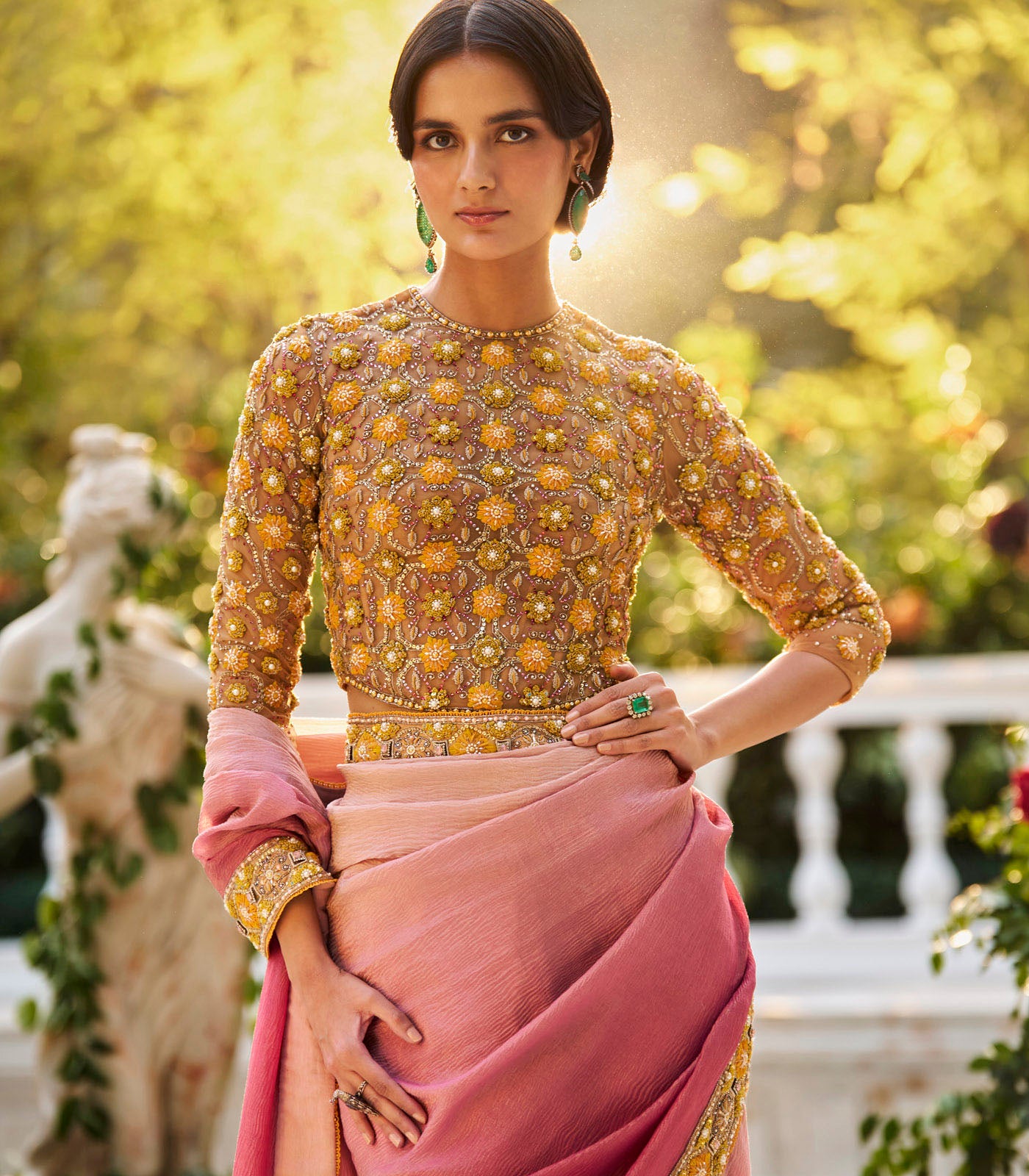 Floral Ombre Saree Set