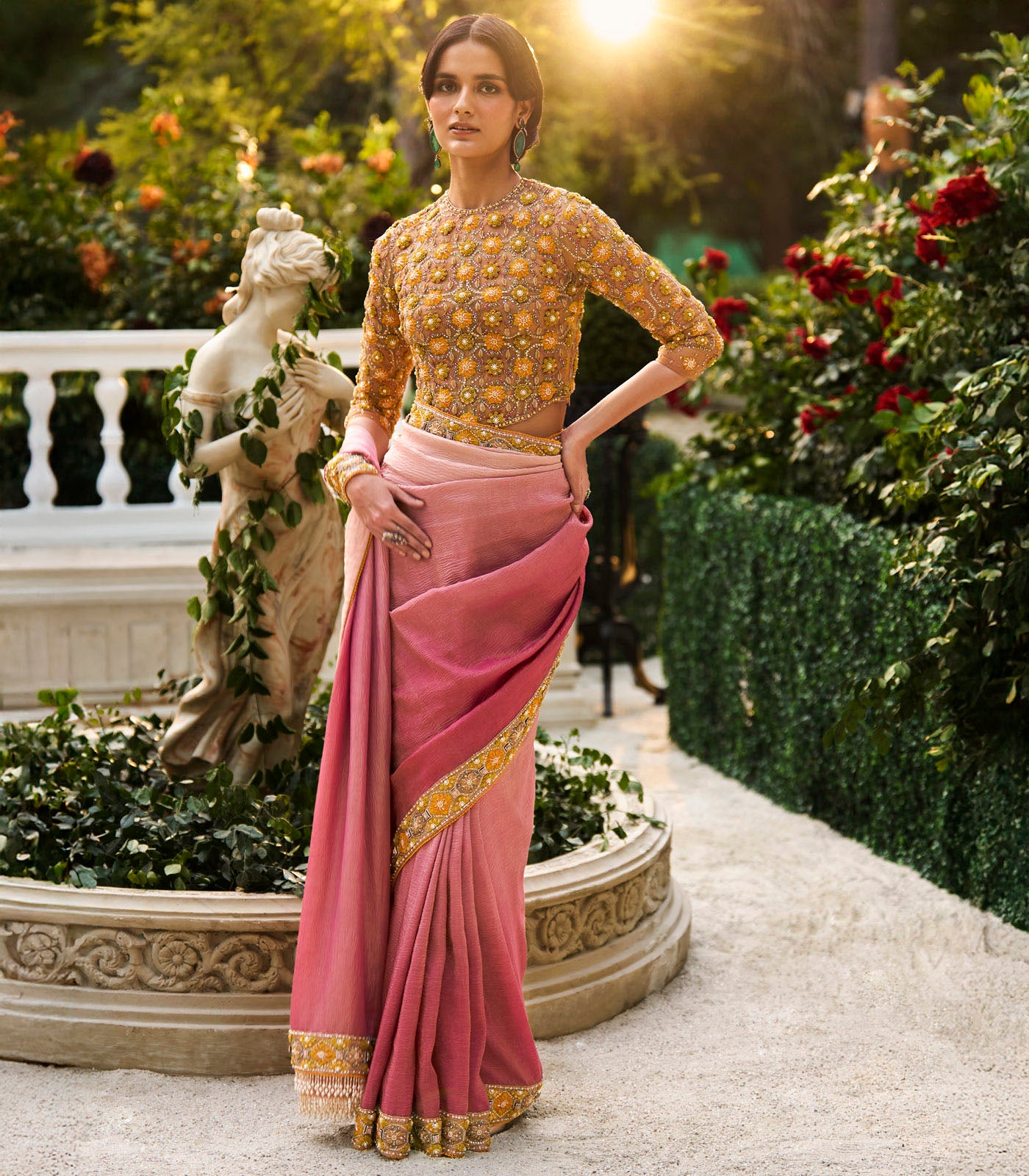 Floral Ombre Saree Set