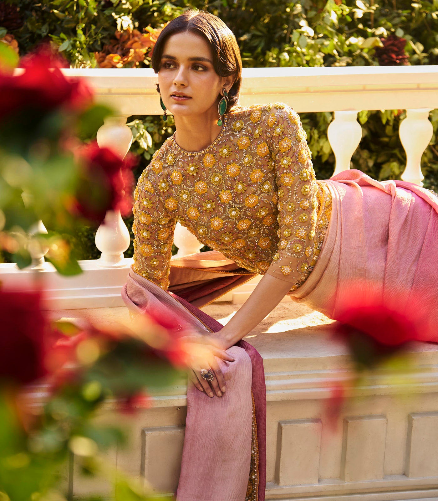 Floral Ombre Saree Set