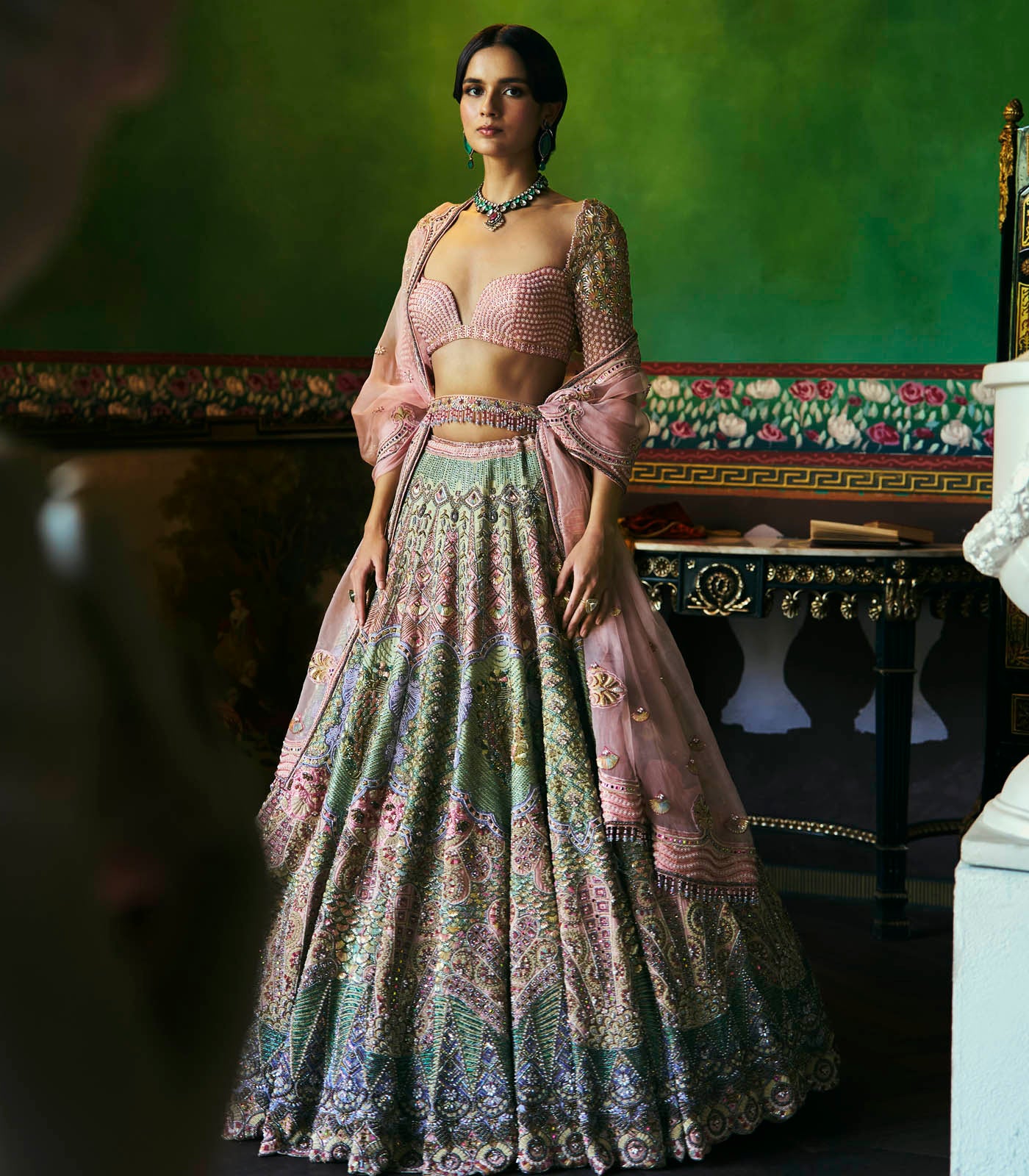 Multicolor Embroidered Lehenga Set