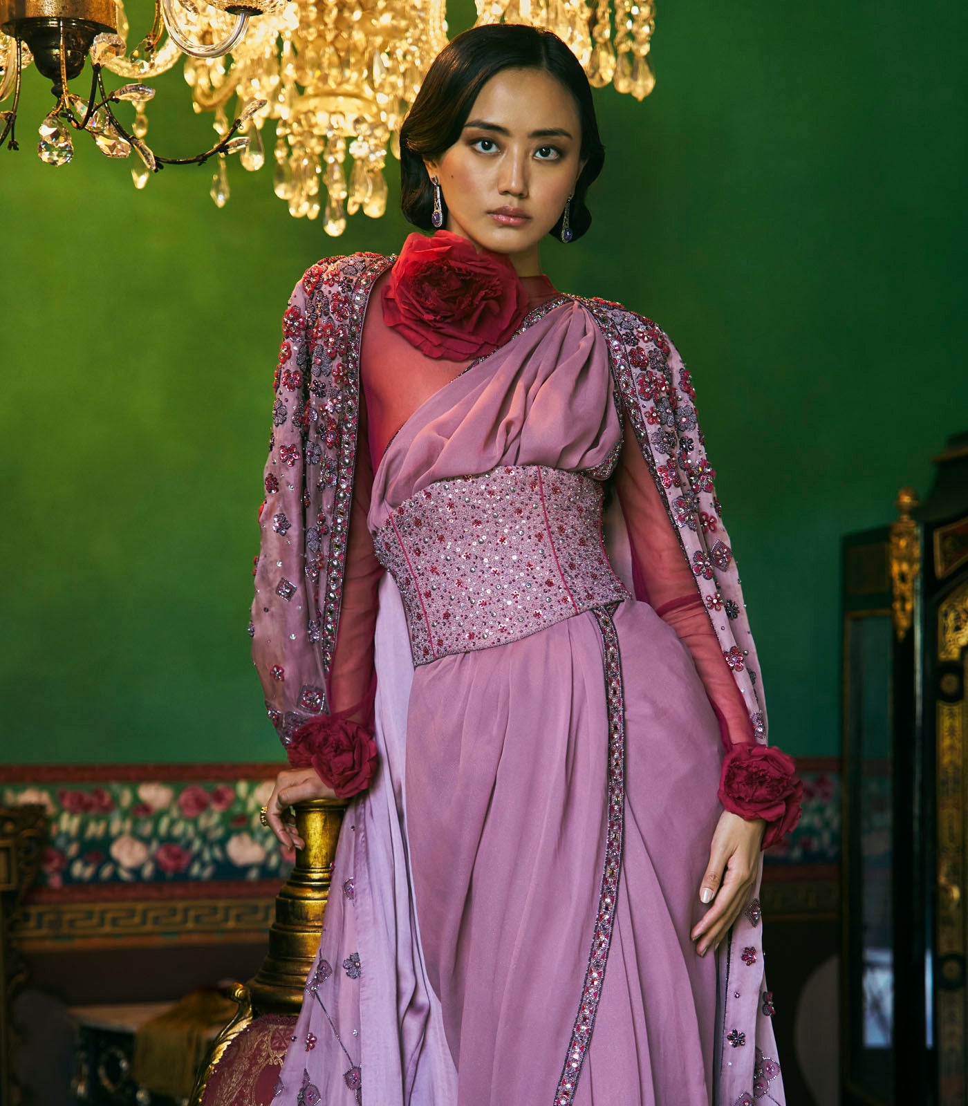 Long Jacket Saree Set