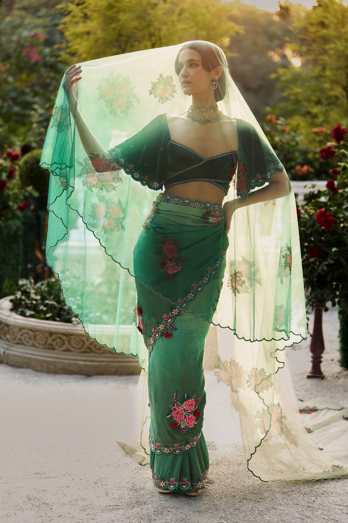 Floral ombre saree