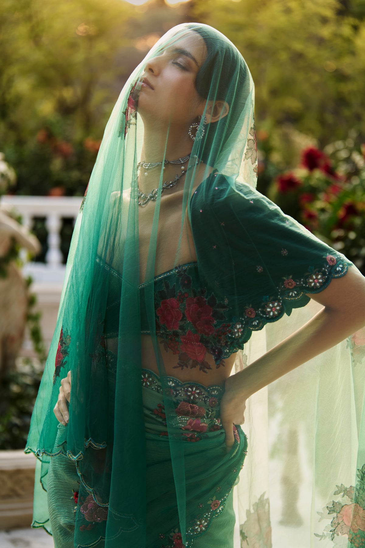 Floral ombre saree