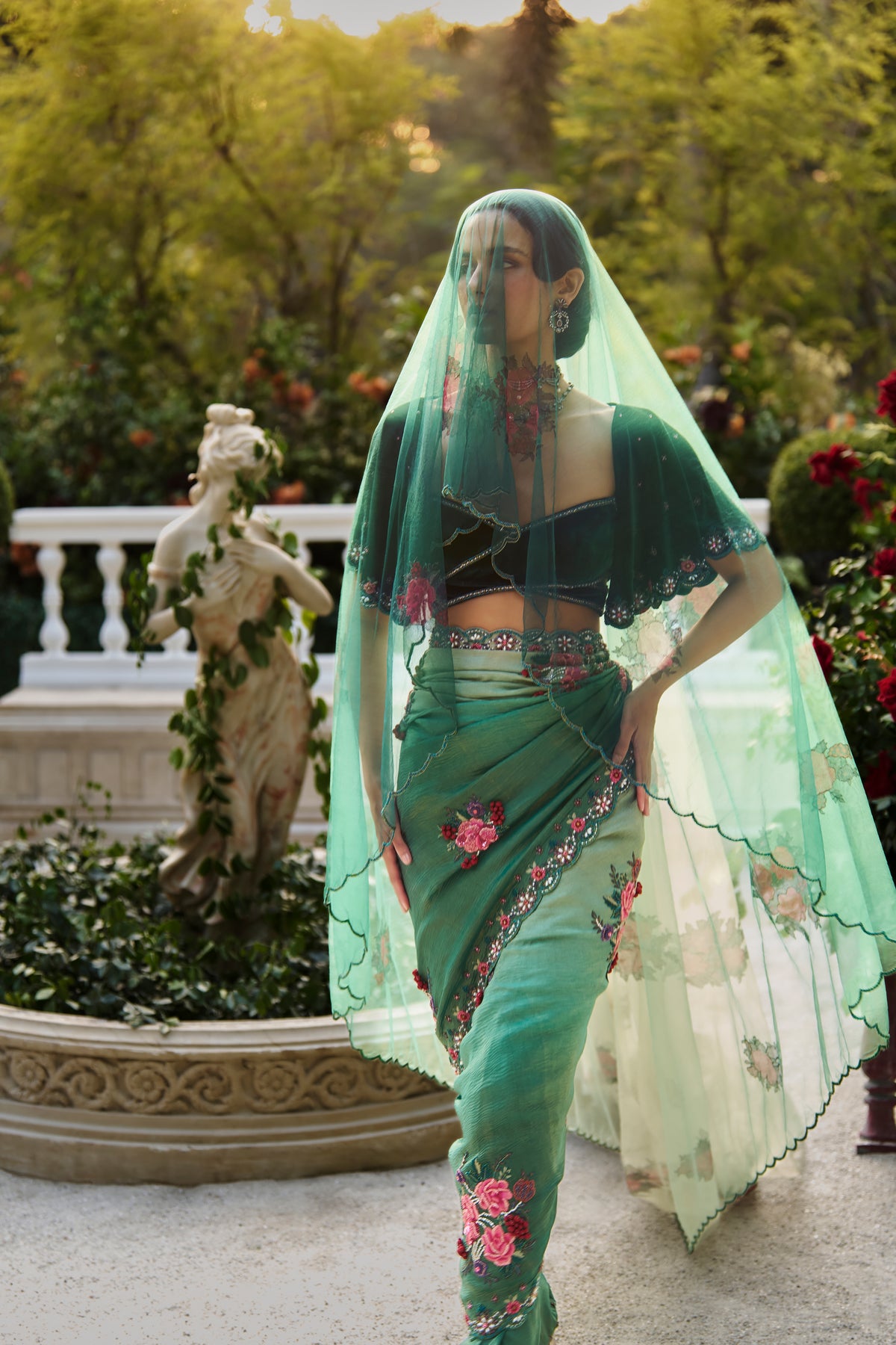 Floral ombre saree