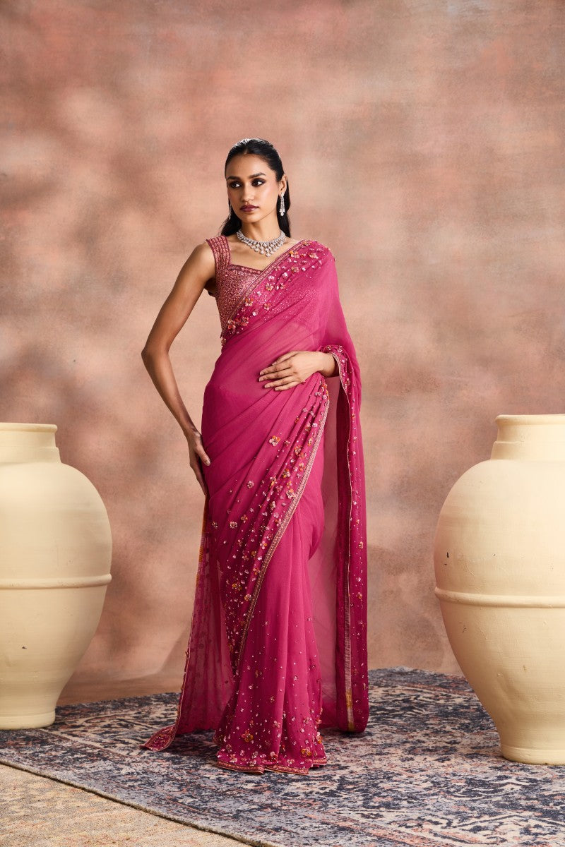 Embellished Sheer Saree set