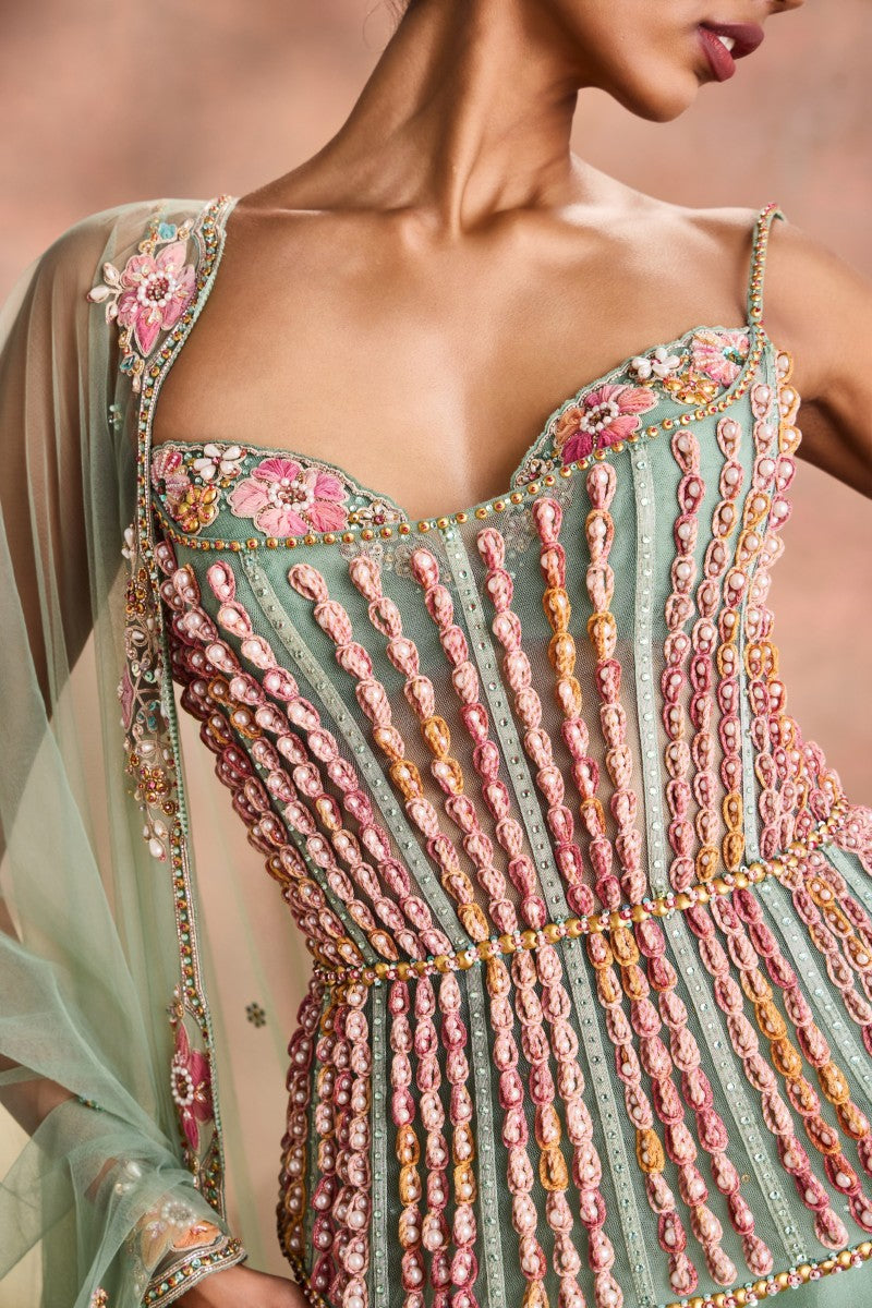 Pastel Corset Lehnga Set