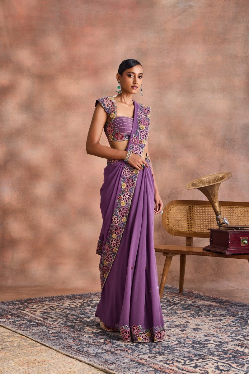 Cutwork Floral Saree Set