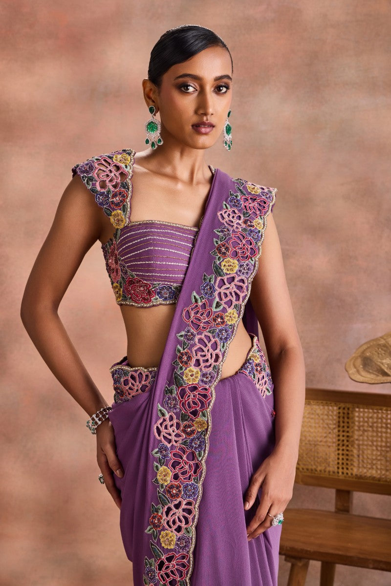 Cutwork Floral Saree Set