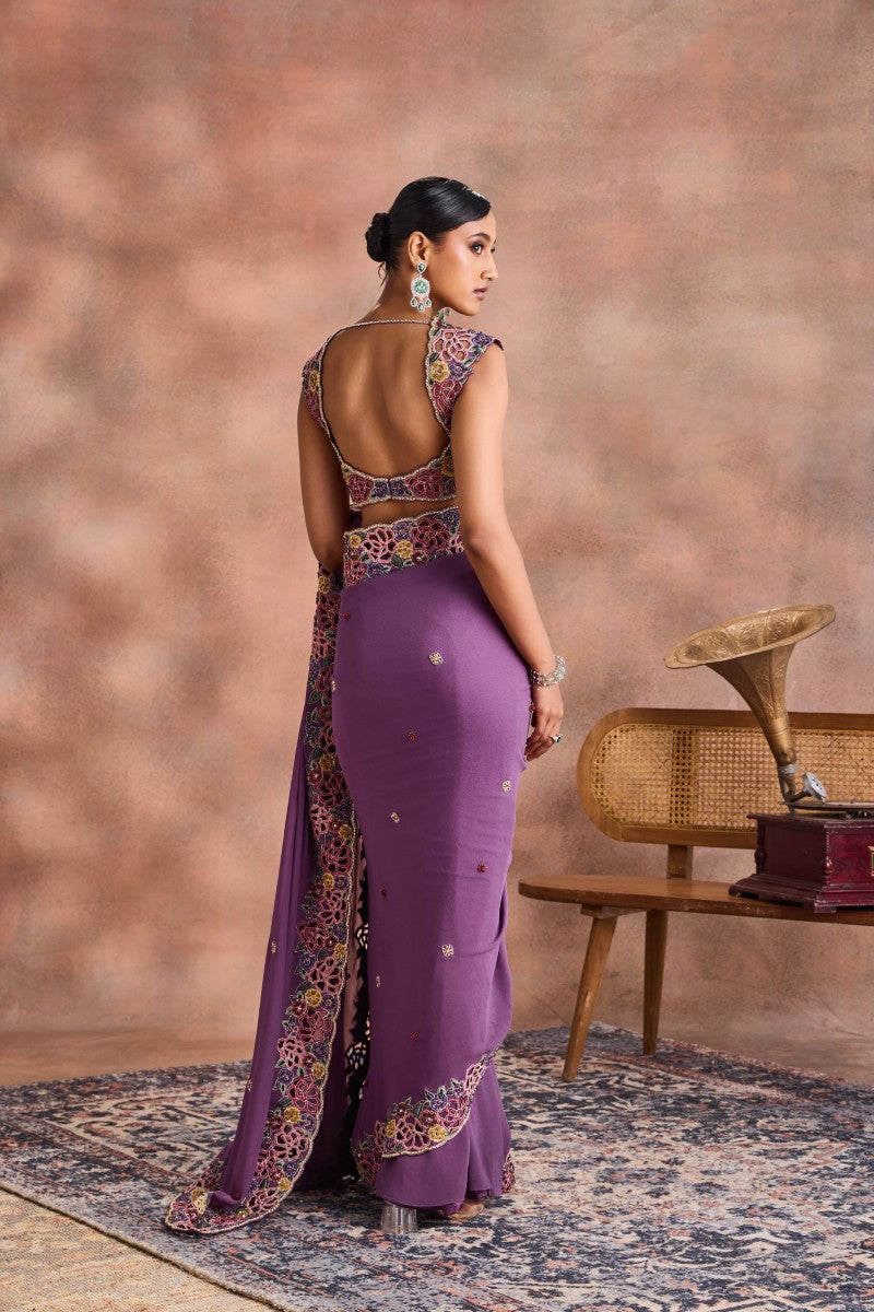 Cutwork Floral Saree Set