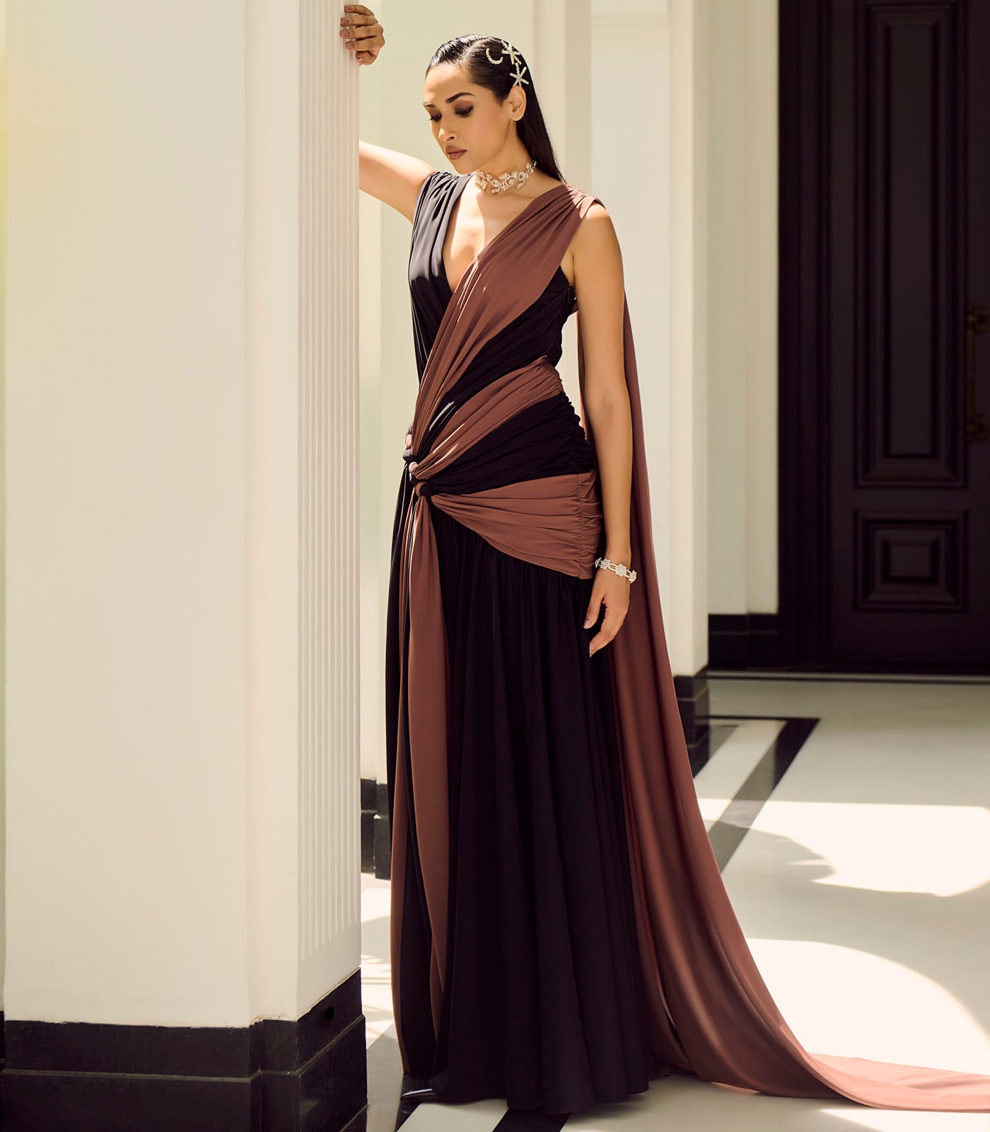 Knotted Drape Gown