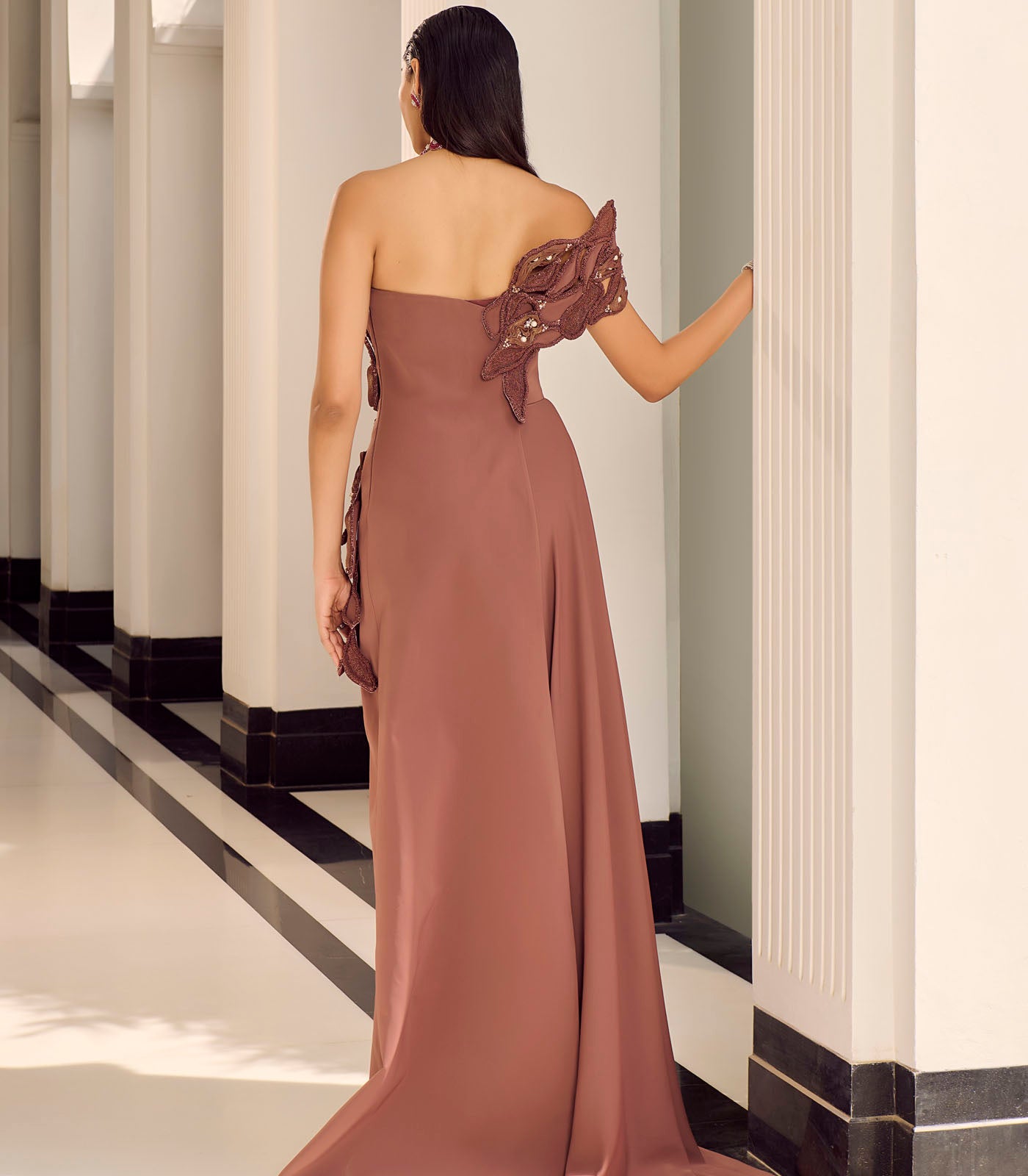 Assymetrical Sculpted Drape Gown