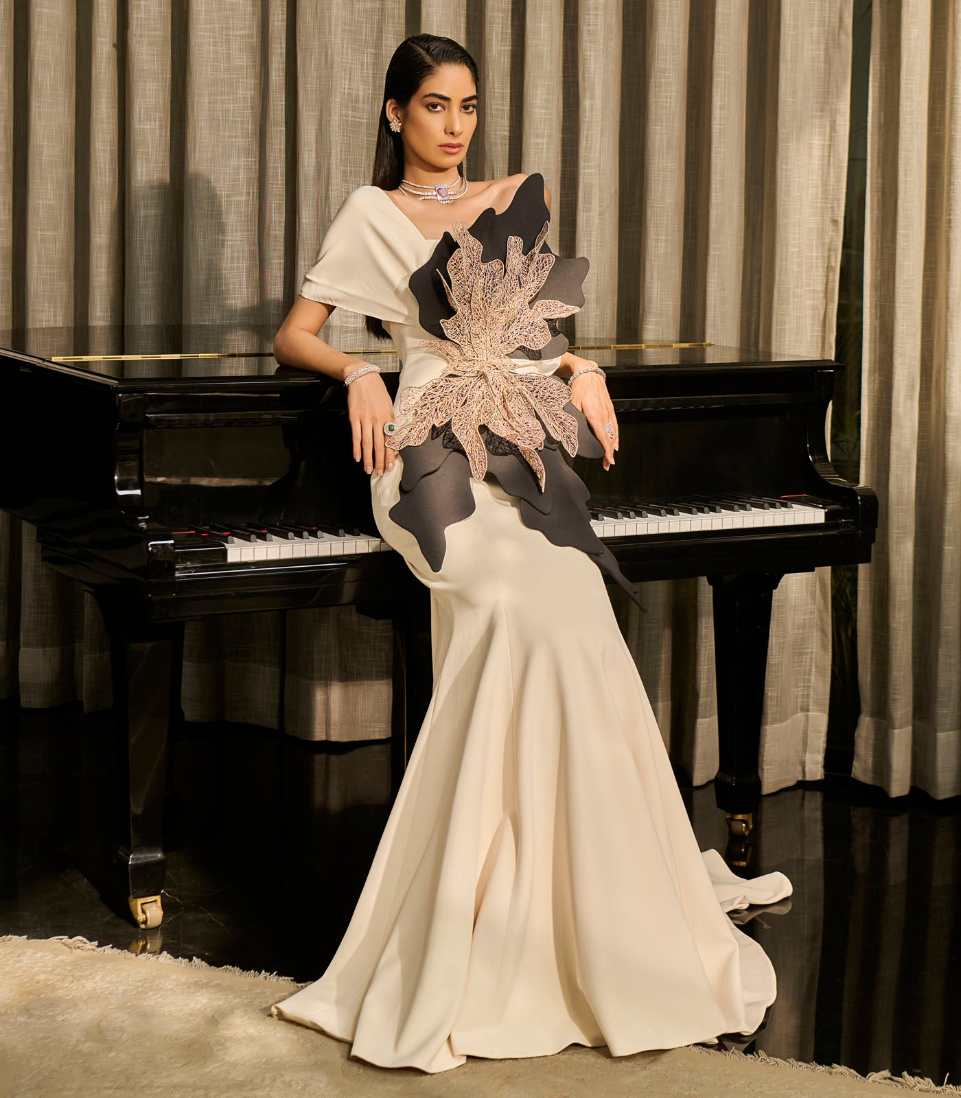 One Shoulder Drape Gown