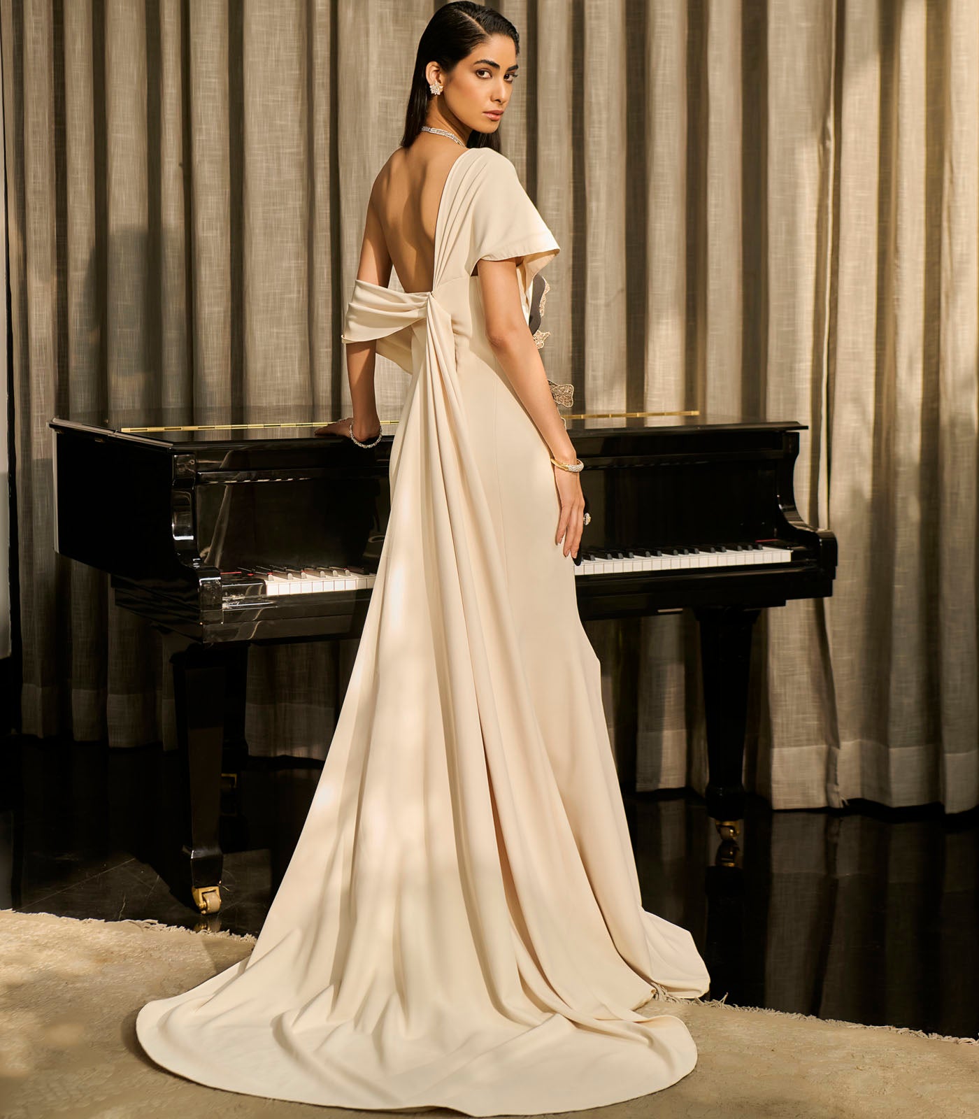 One Shoulder Drape Gown