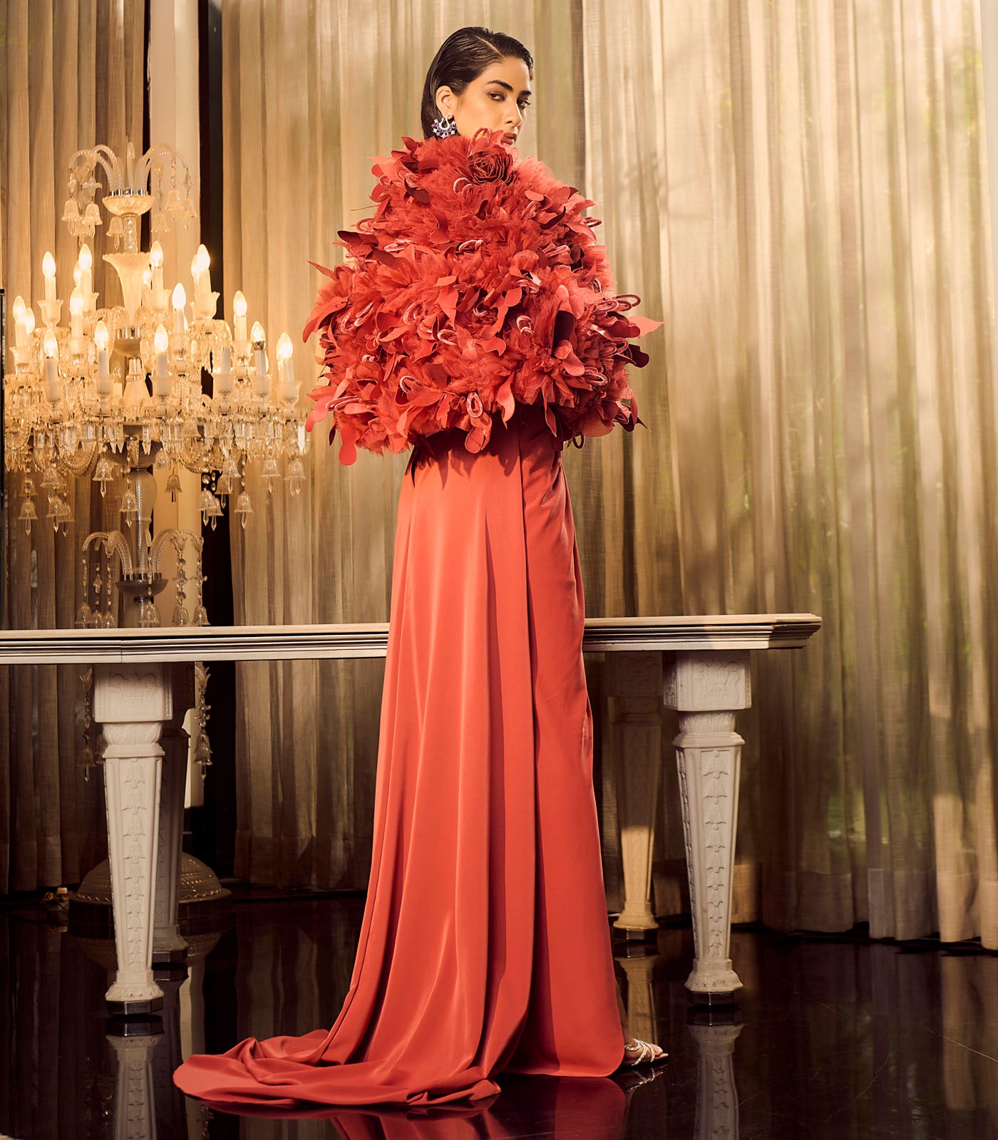 Halter Neck Ruched Gown