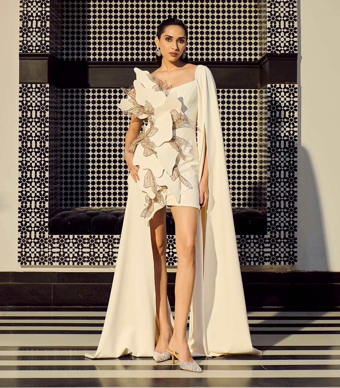 Shift Dress with Drapes