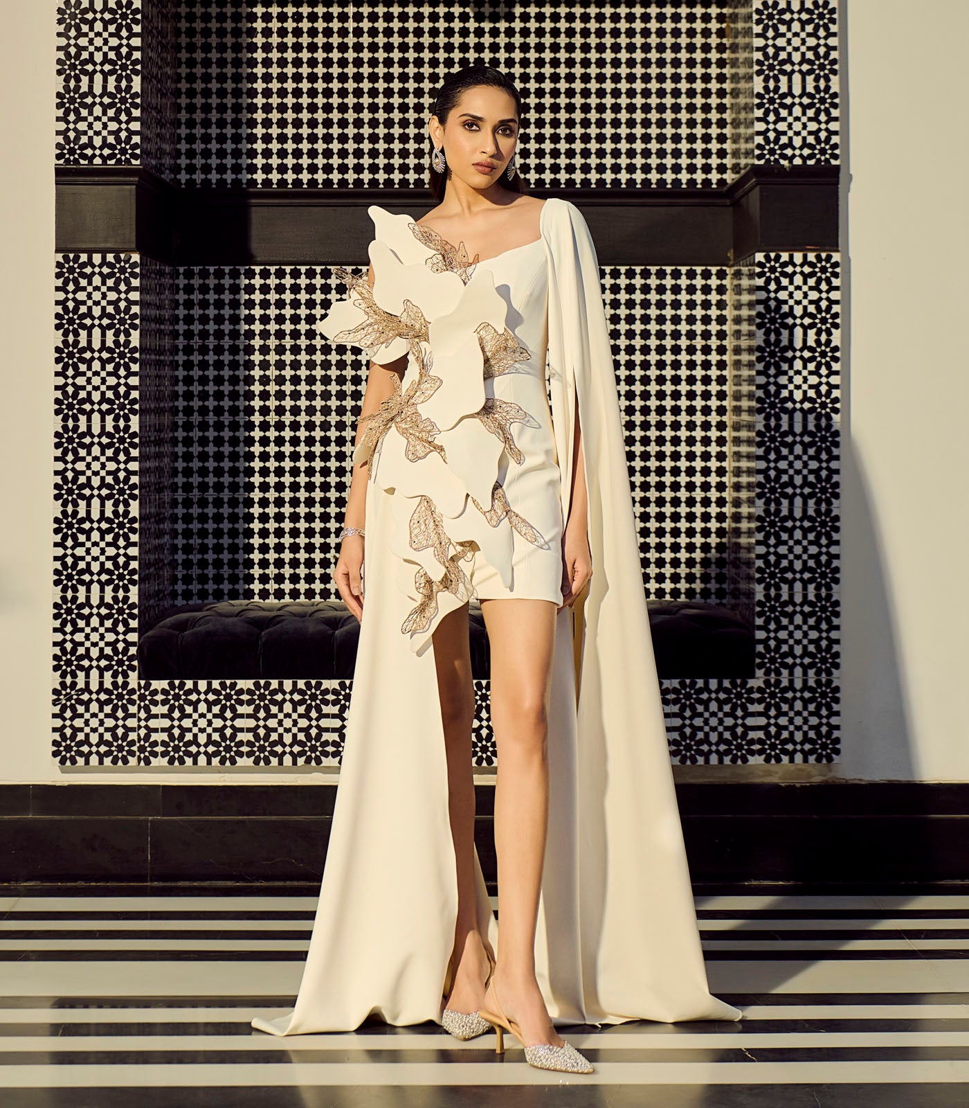 Shift Dress with Drapes