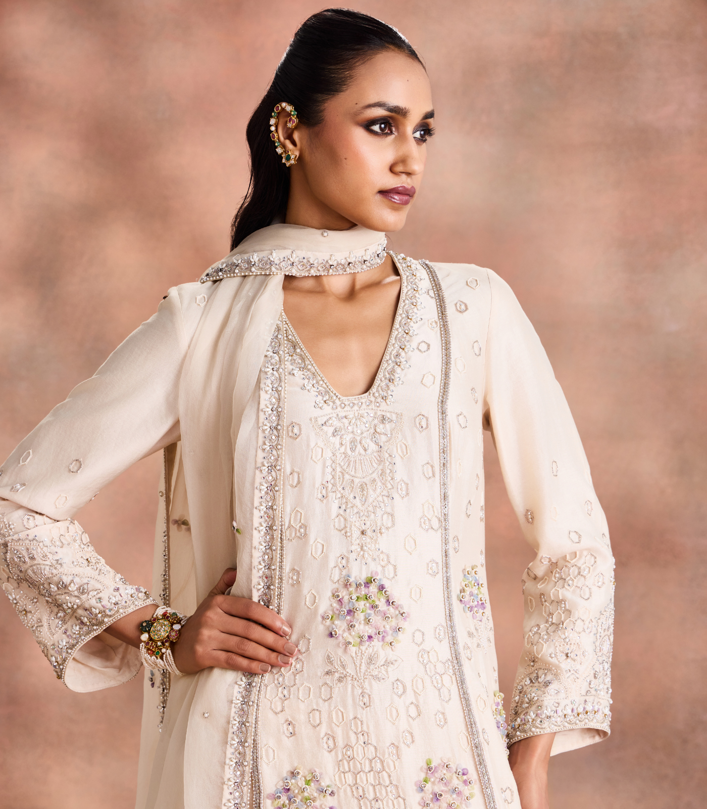 Floral embroirdered  kurta set