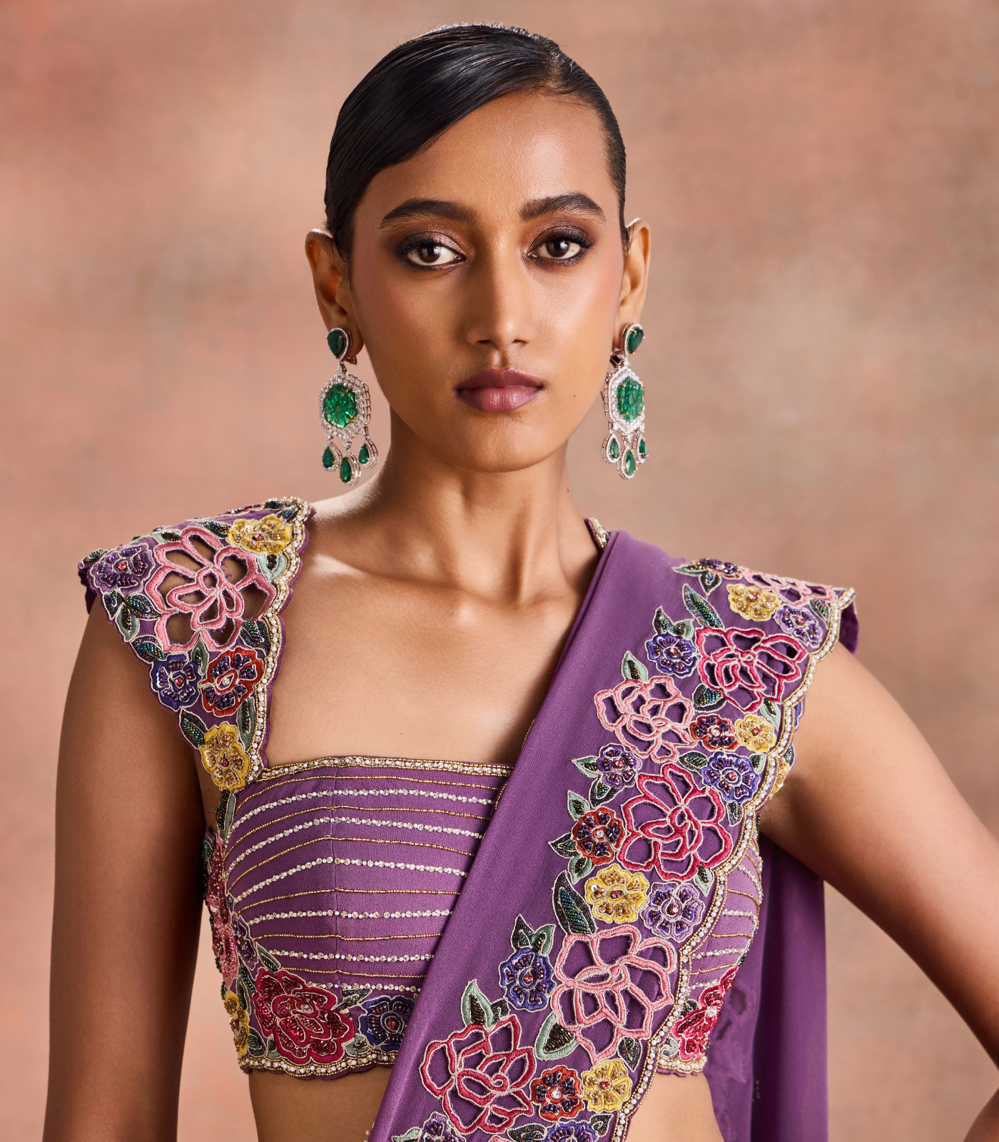 Cutwork Floral Saree Set