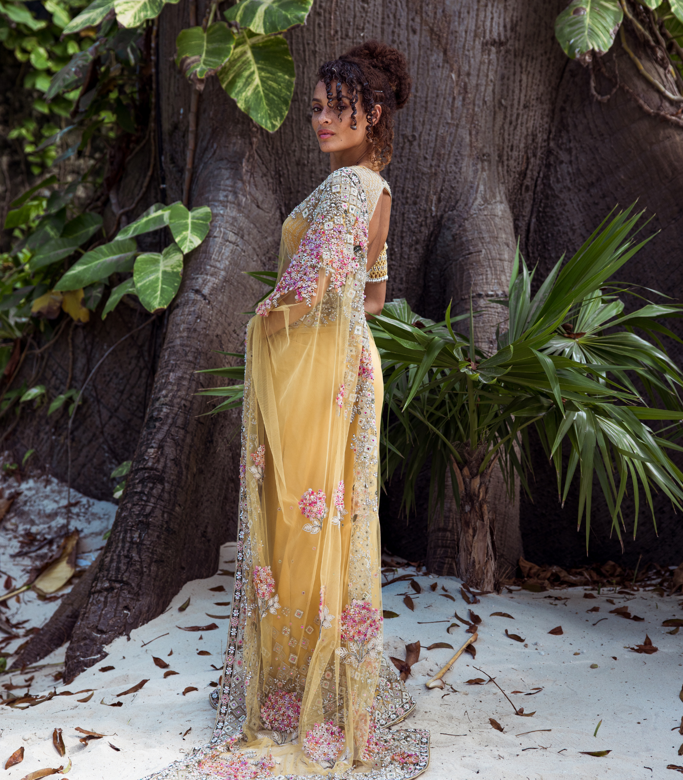 Embroidered Poem Sari