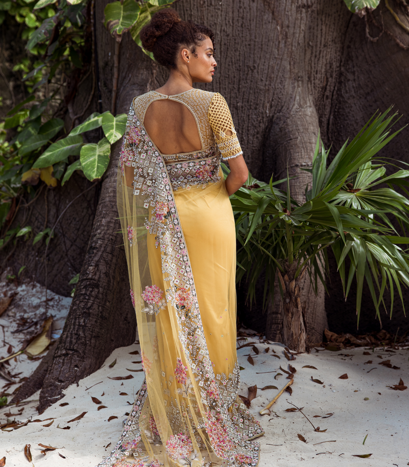 Embroidered Poem Sari