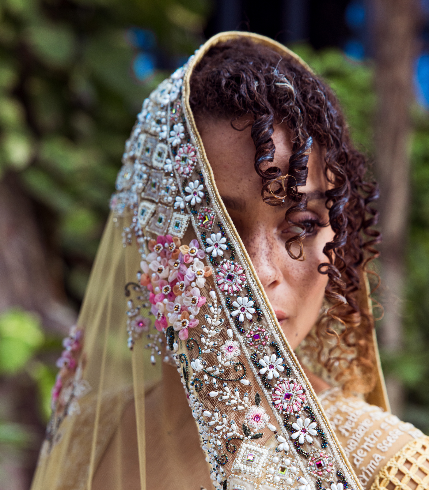 Embroidered Poem Sari