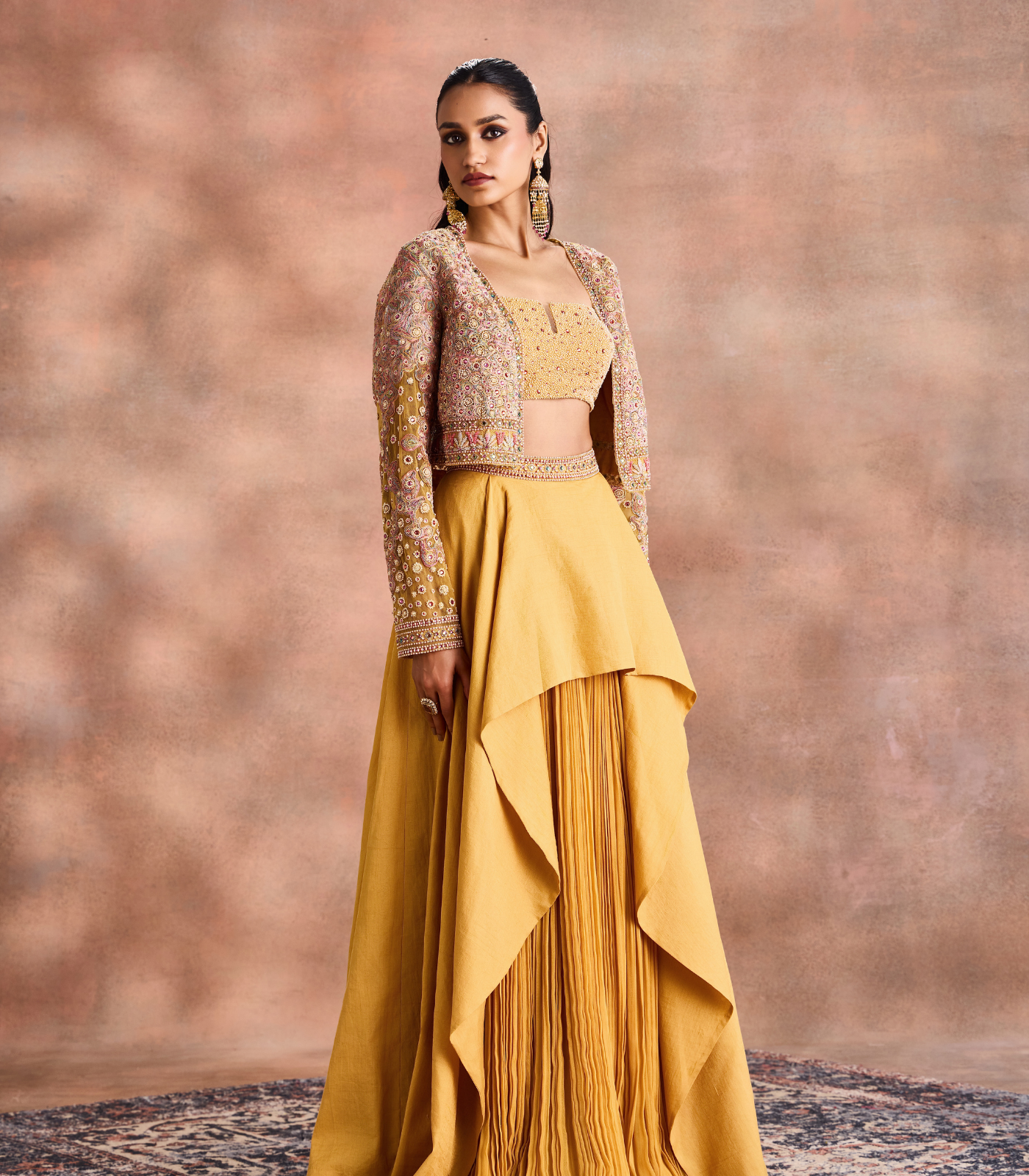 Cropped Jacket with Skirt set