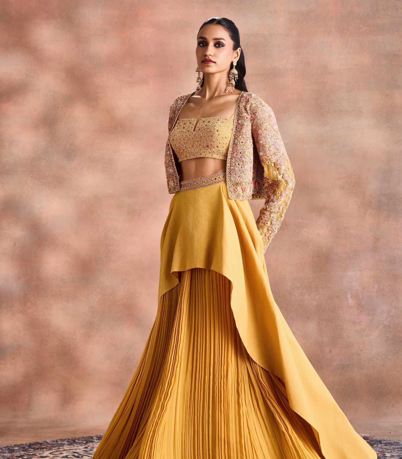 Cropped Jacket with Skirt set