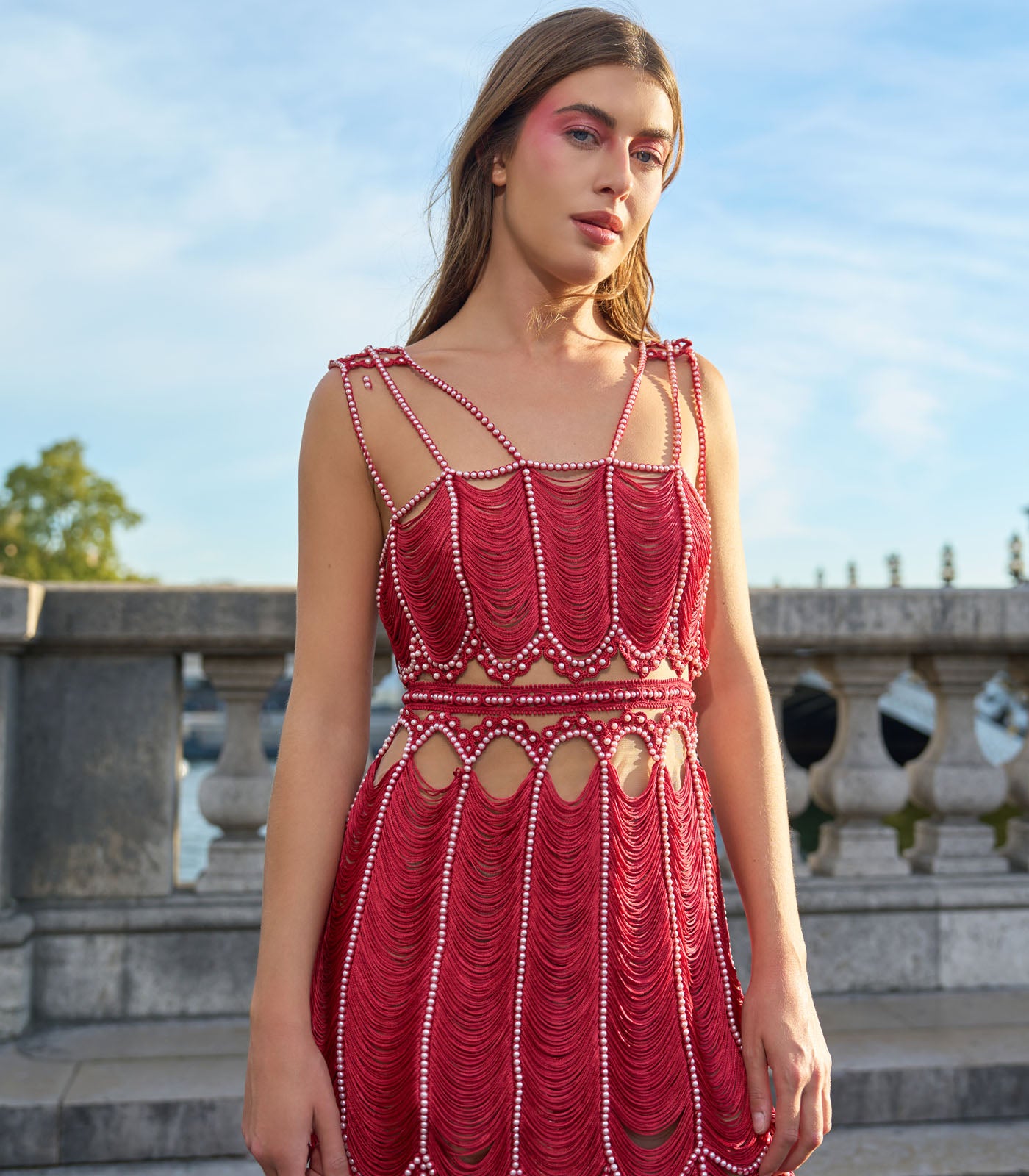 Layered Thread Beaded Dress