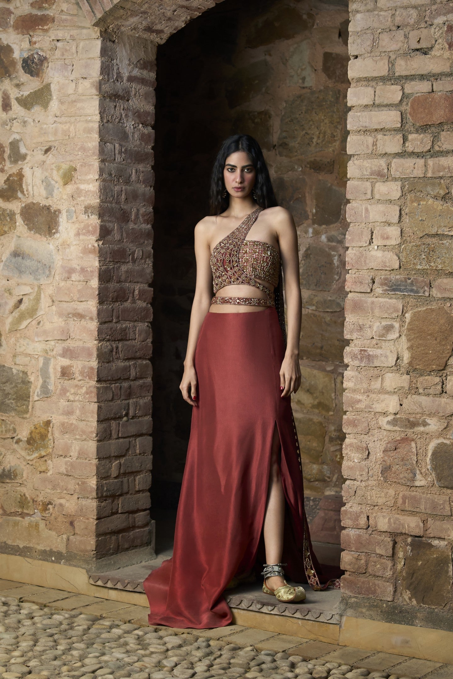 Cutout Sari Gown