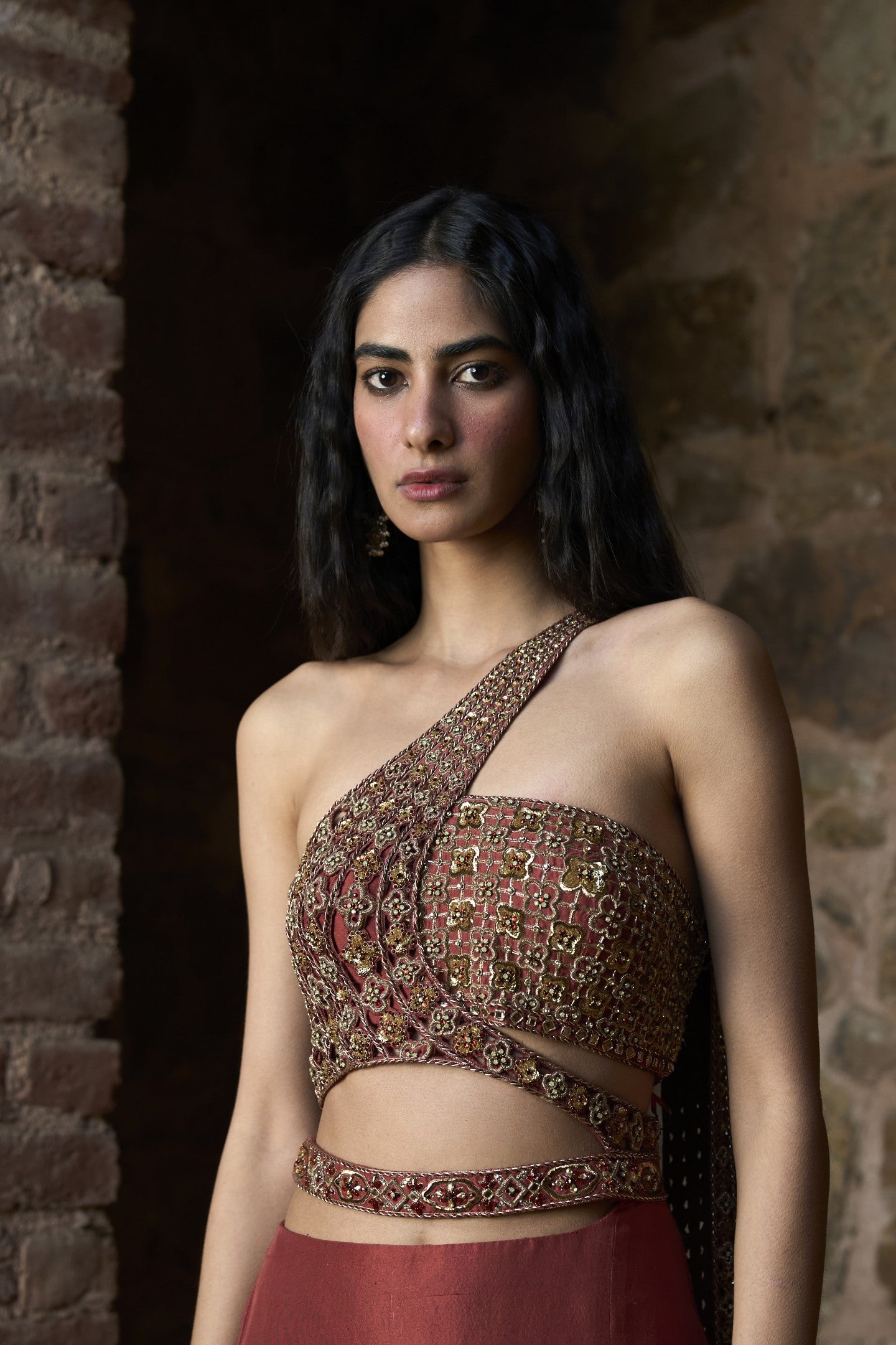 Cutout Sari Gown