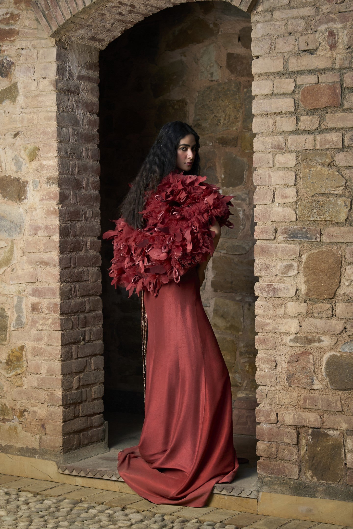 Cutout Sari Gown