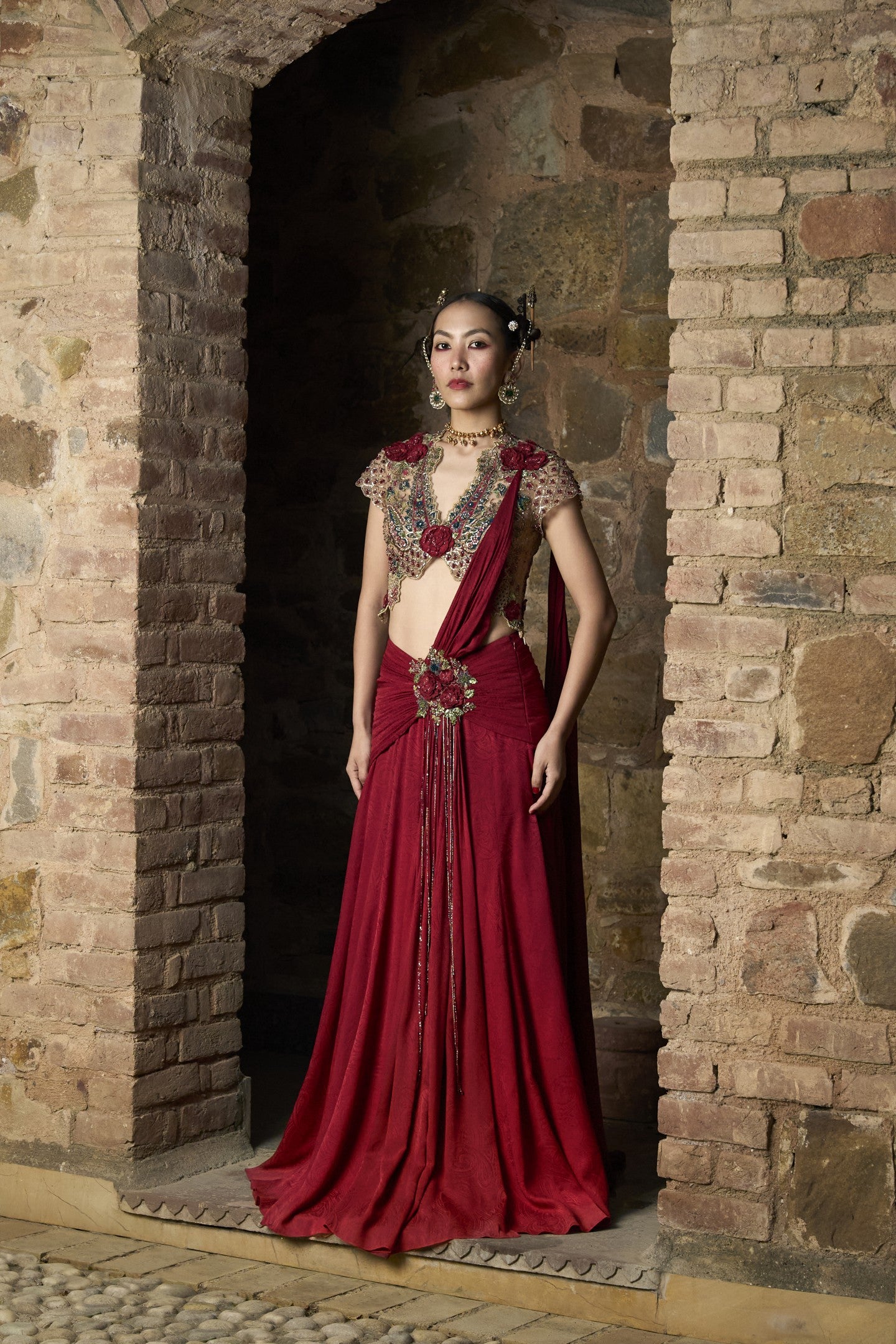Applique Sari Set