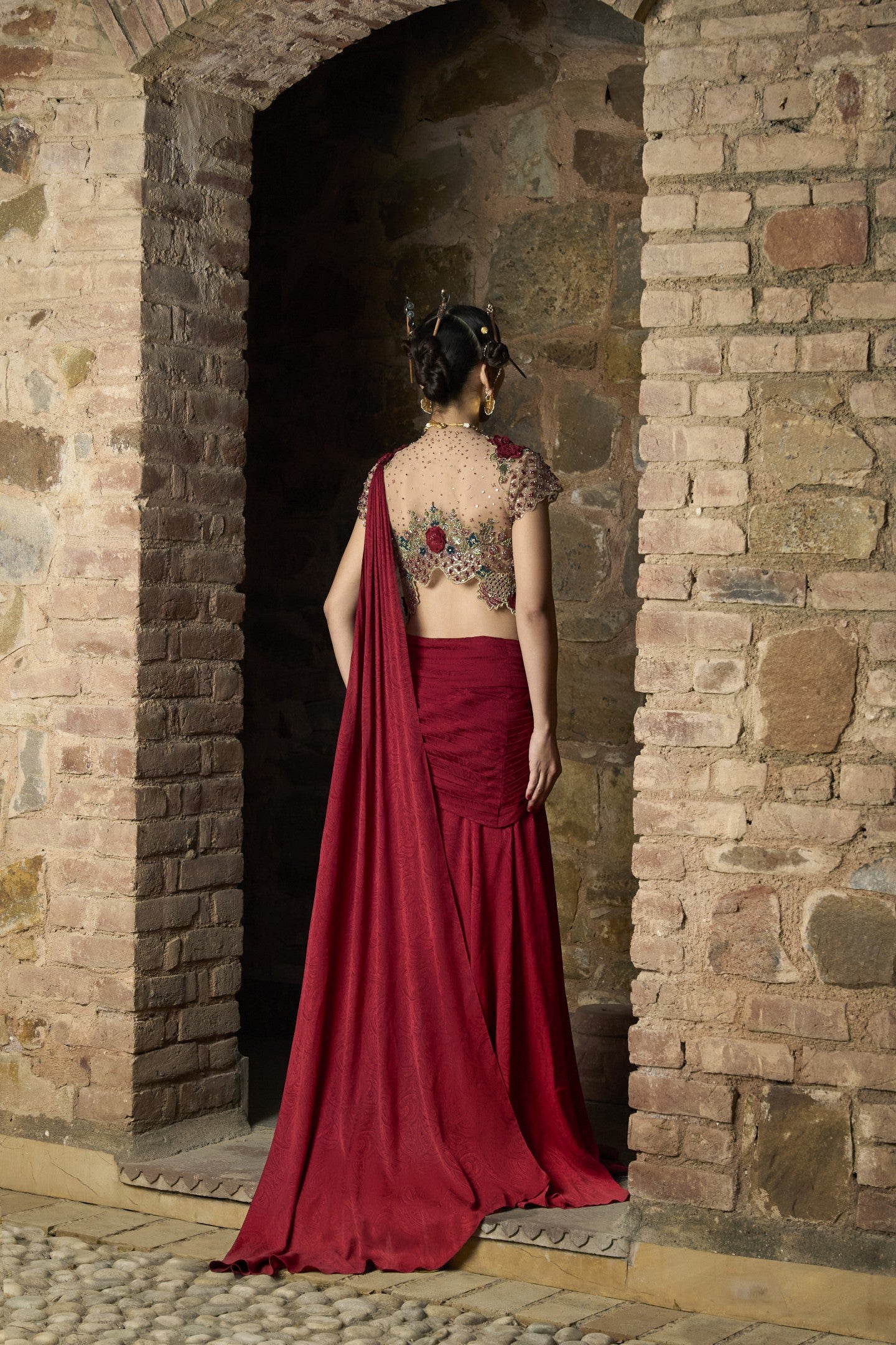 Applique Sari Set
