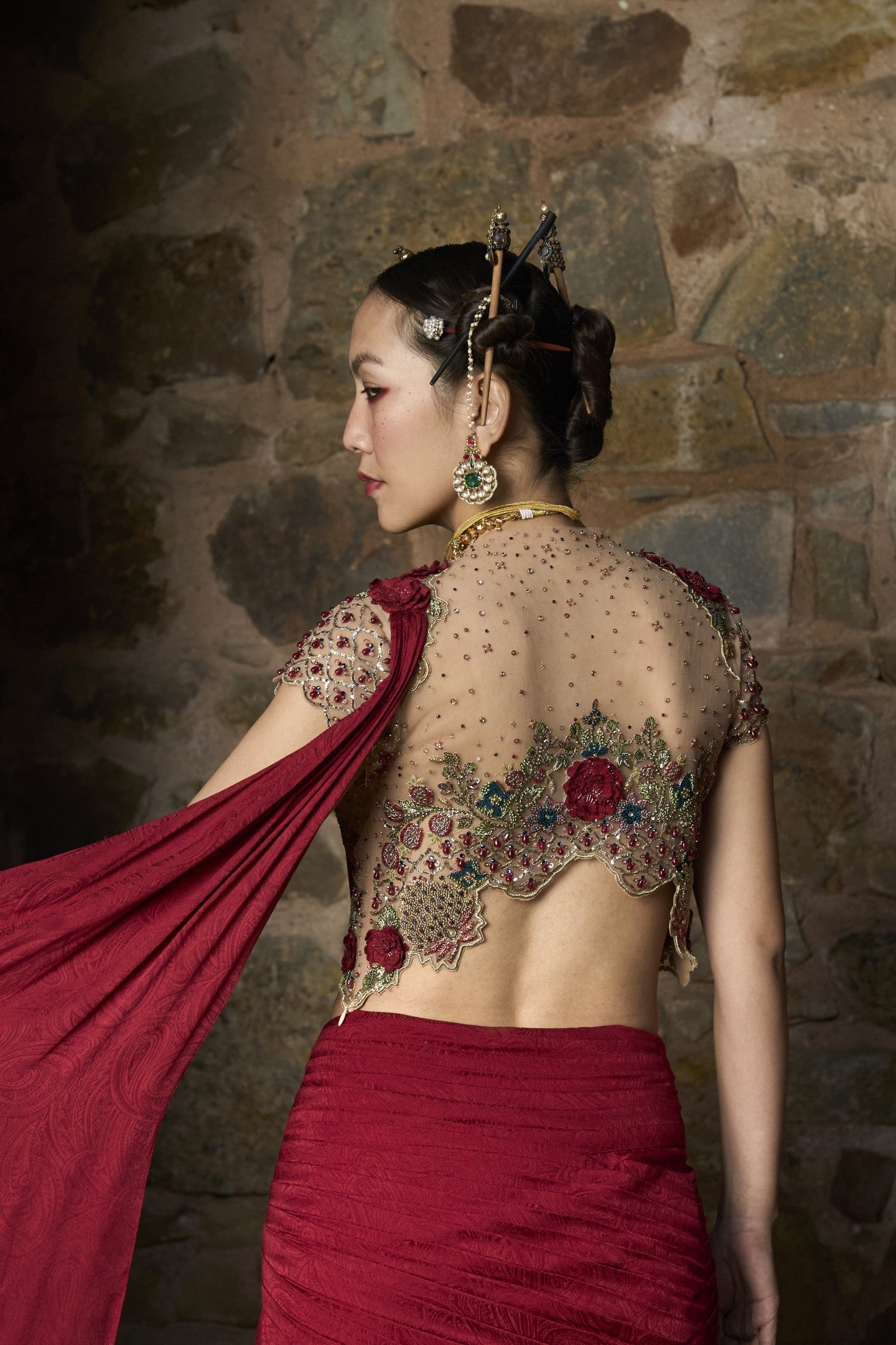 Applique Sari Set