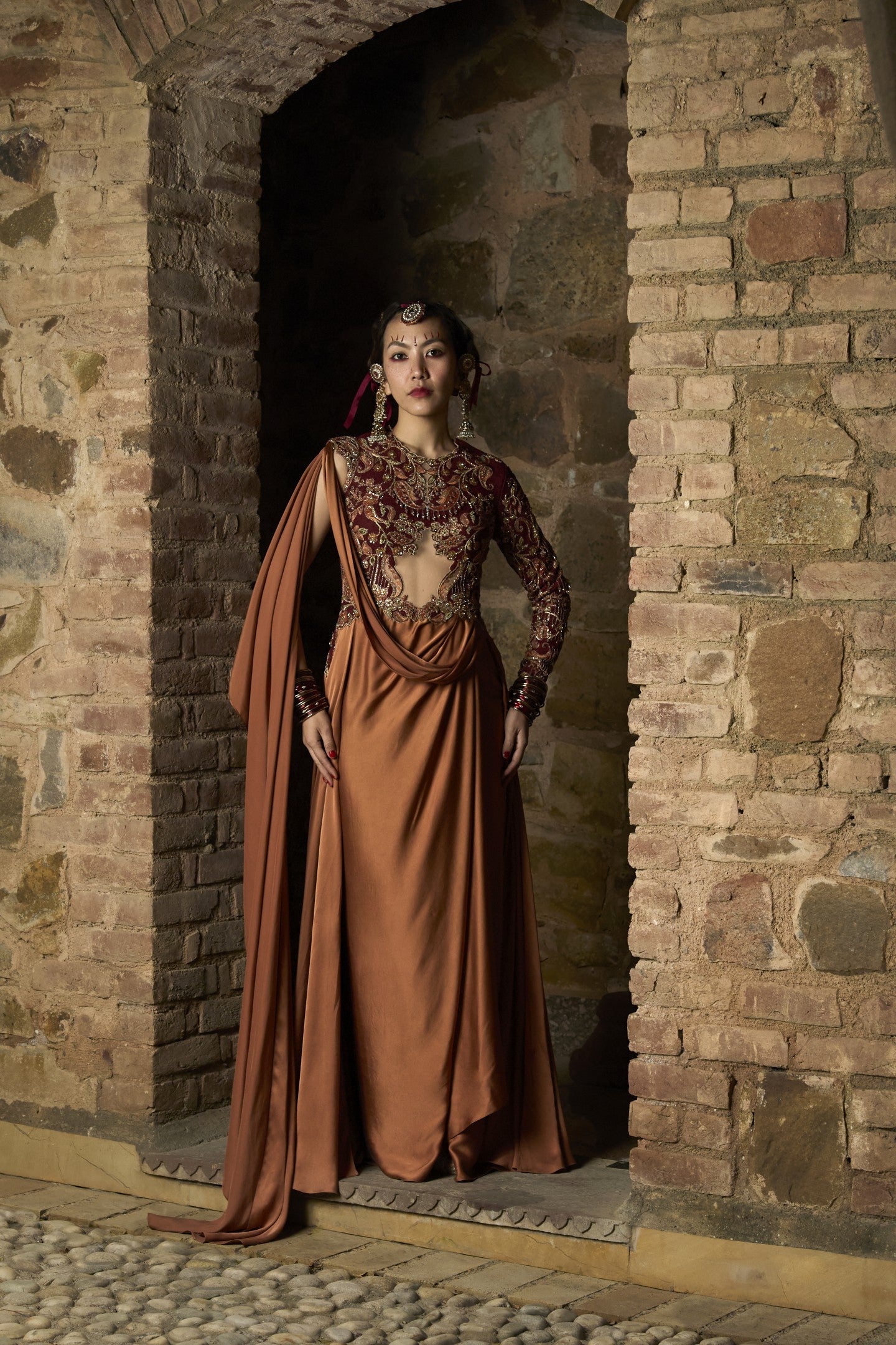 Fluid Drape Sari Gown