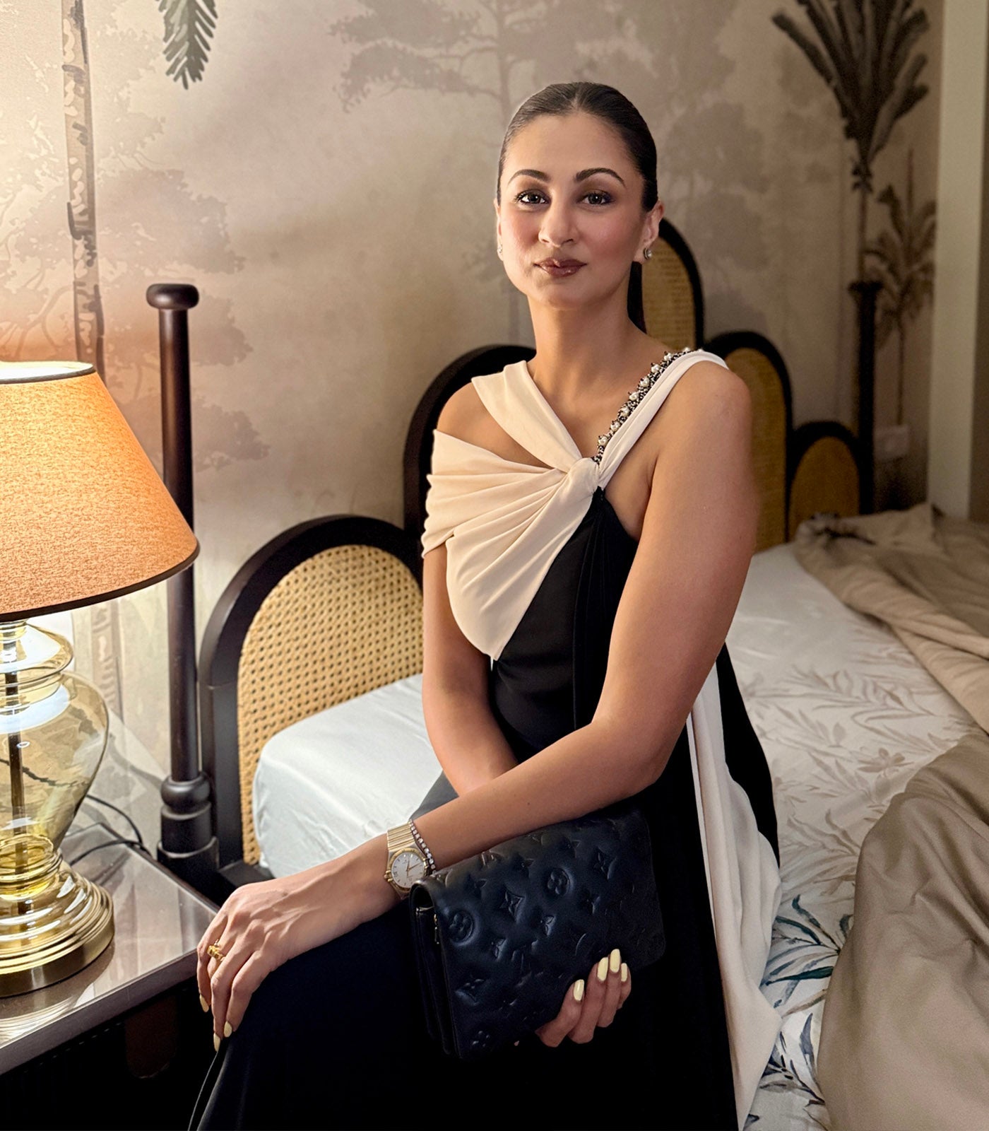 Sukhneet Wadhwa spotted in our black and white breezy drape gown