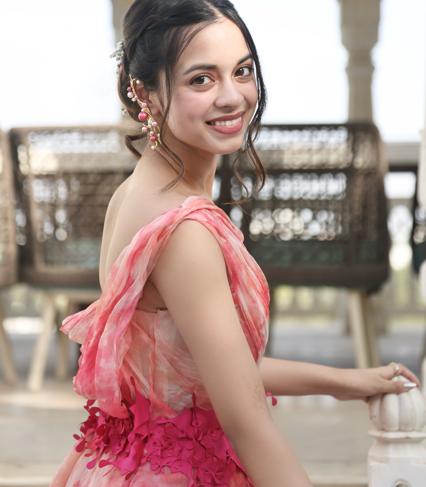 Nitanshi Goel spotted in our pink one shoulder gown dress