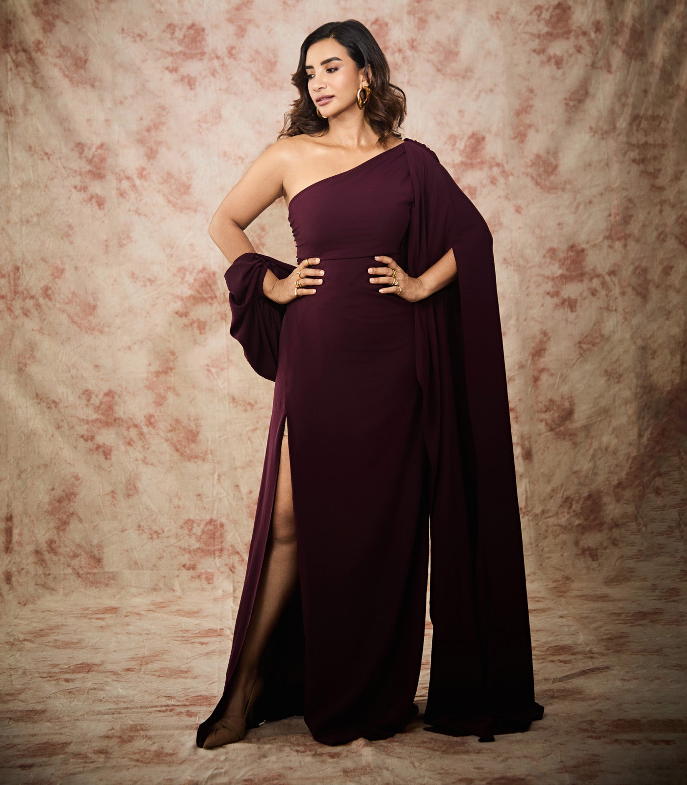 Patralekha spotted in our wine drape style gown