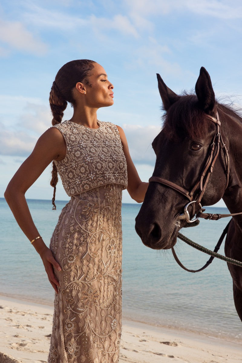 Embellished Column Gown