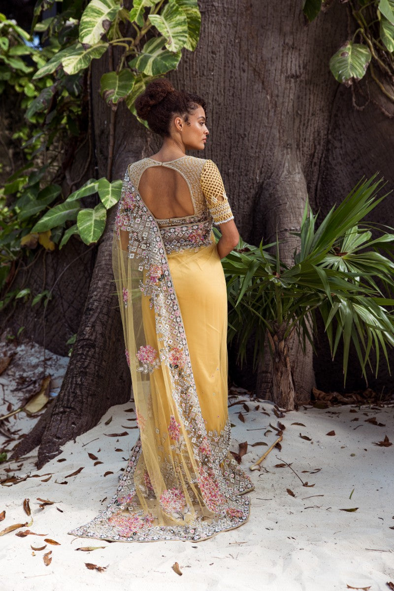 Embroidered Poem Sari