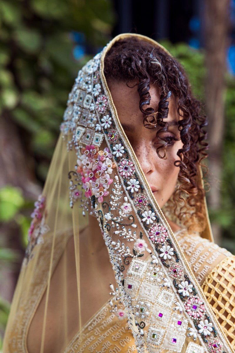 Embroidered Poem Sari