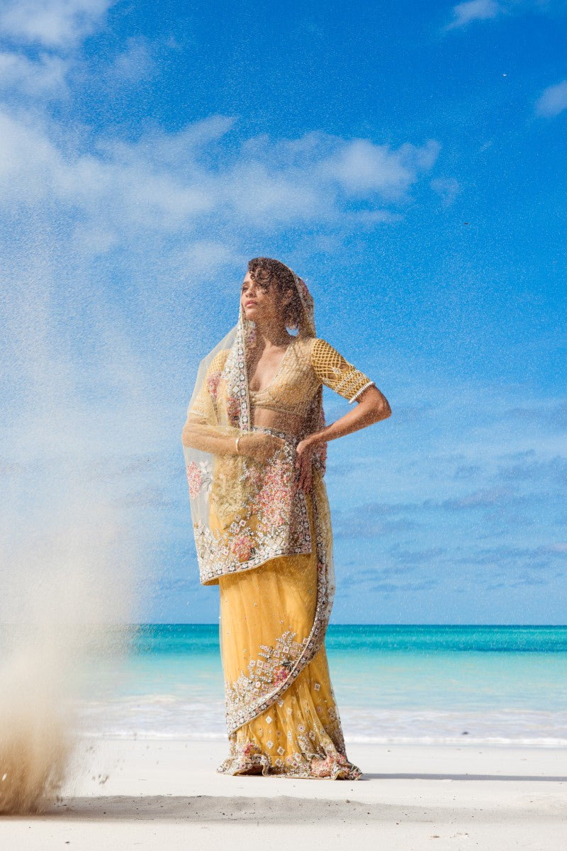 Embroidered Poem Sari